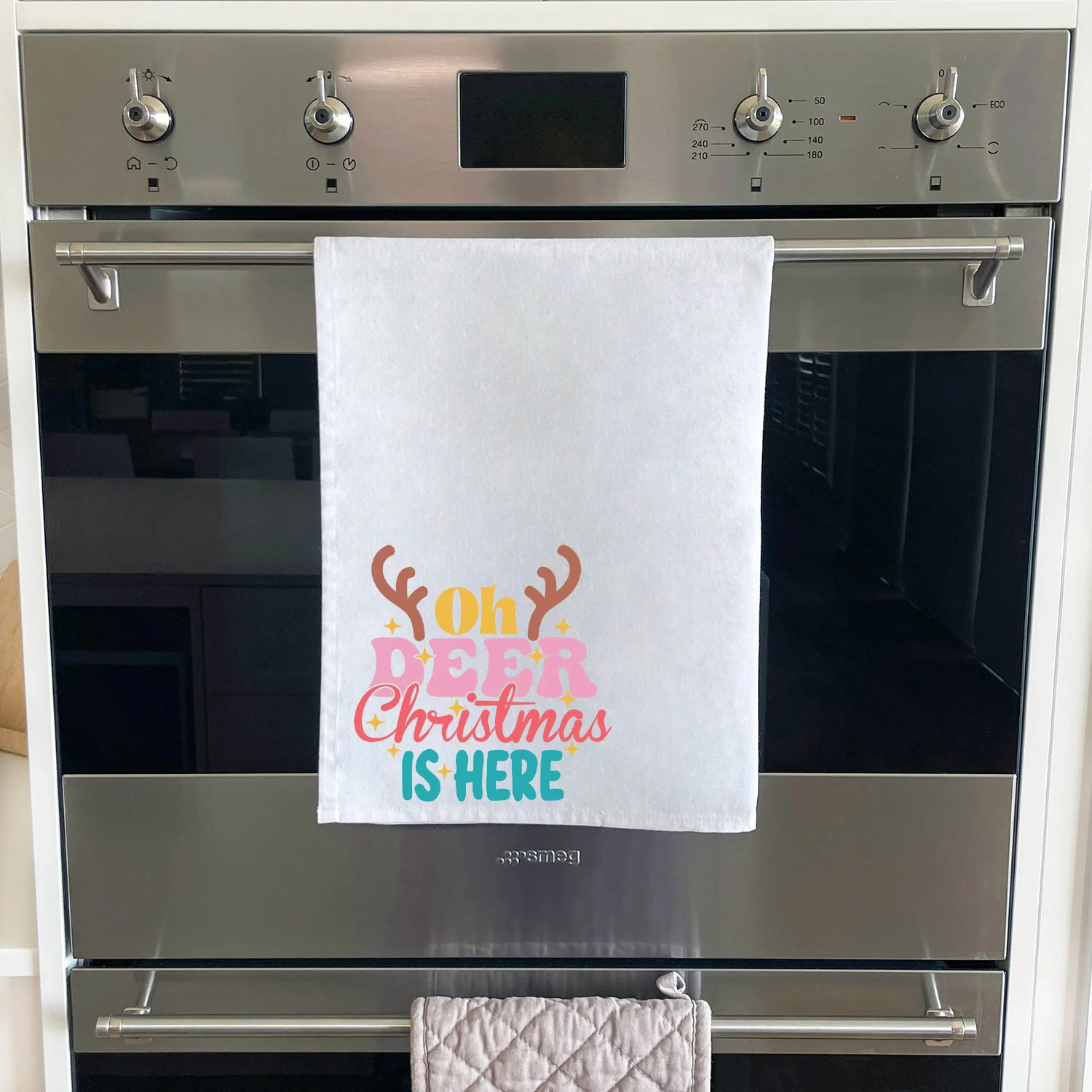 Oh Deer. Christmas Is Here Tea Towel - Image 4