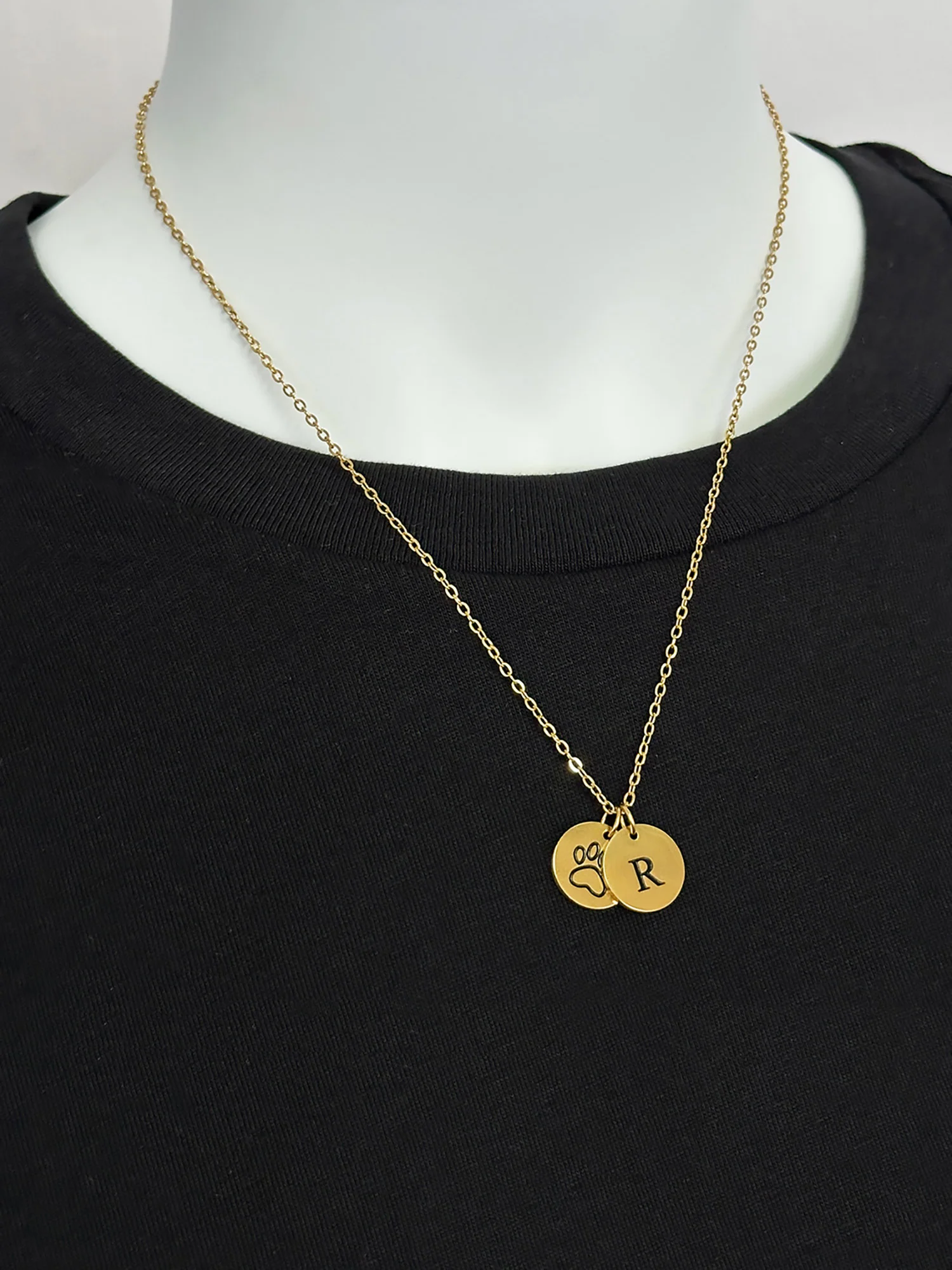Gold Paw Print & Initial Pendant Necklace - Image 3
