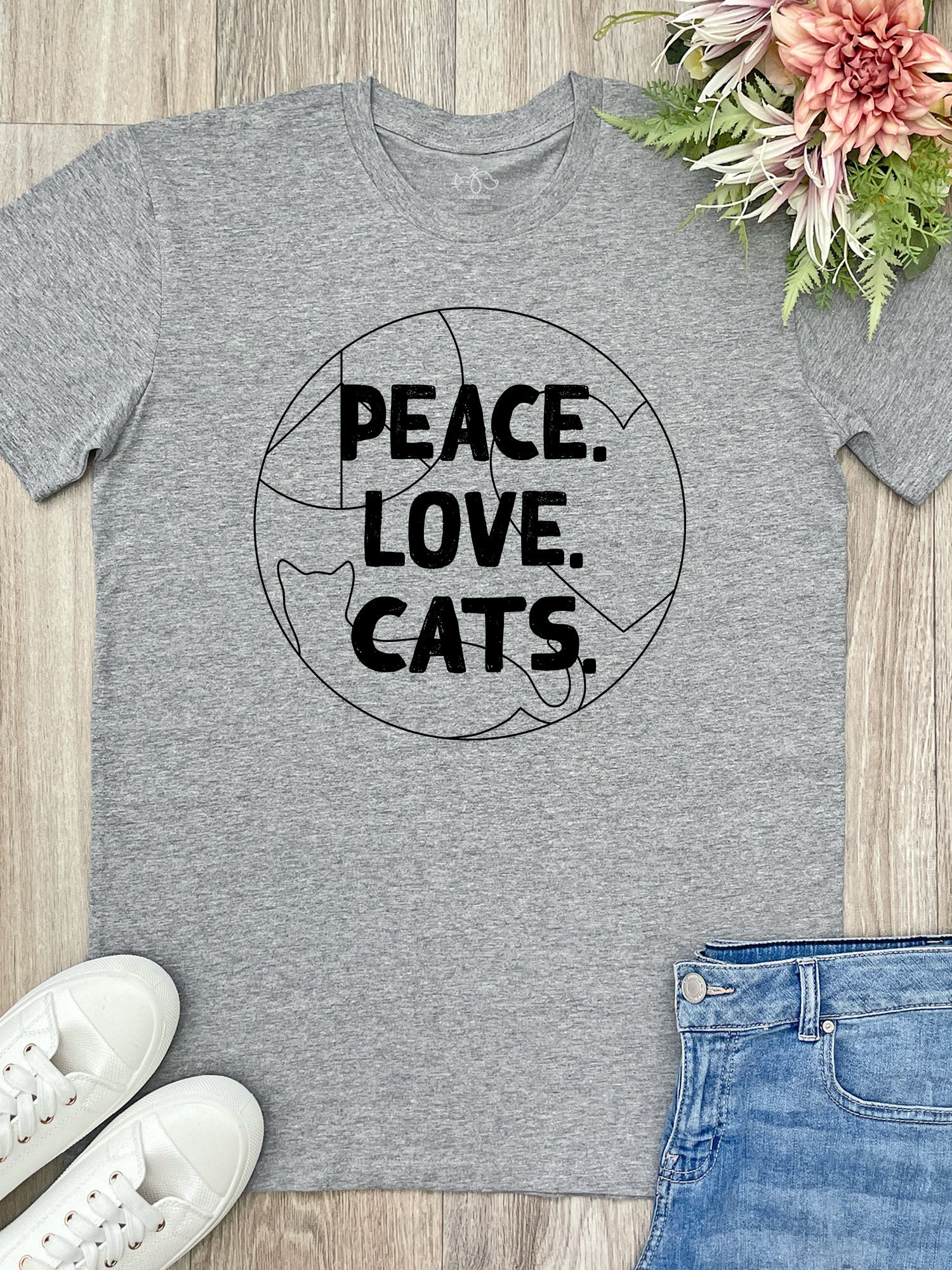 Peace. Love. Cats. Essential Unisex Tee - Image 2