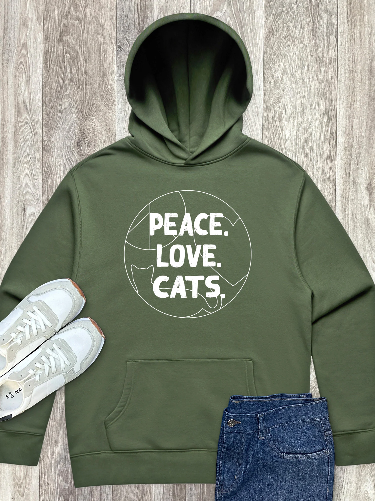 Peace. Love. Cats. Men's Comfort Hood - Image 6