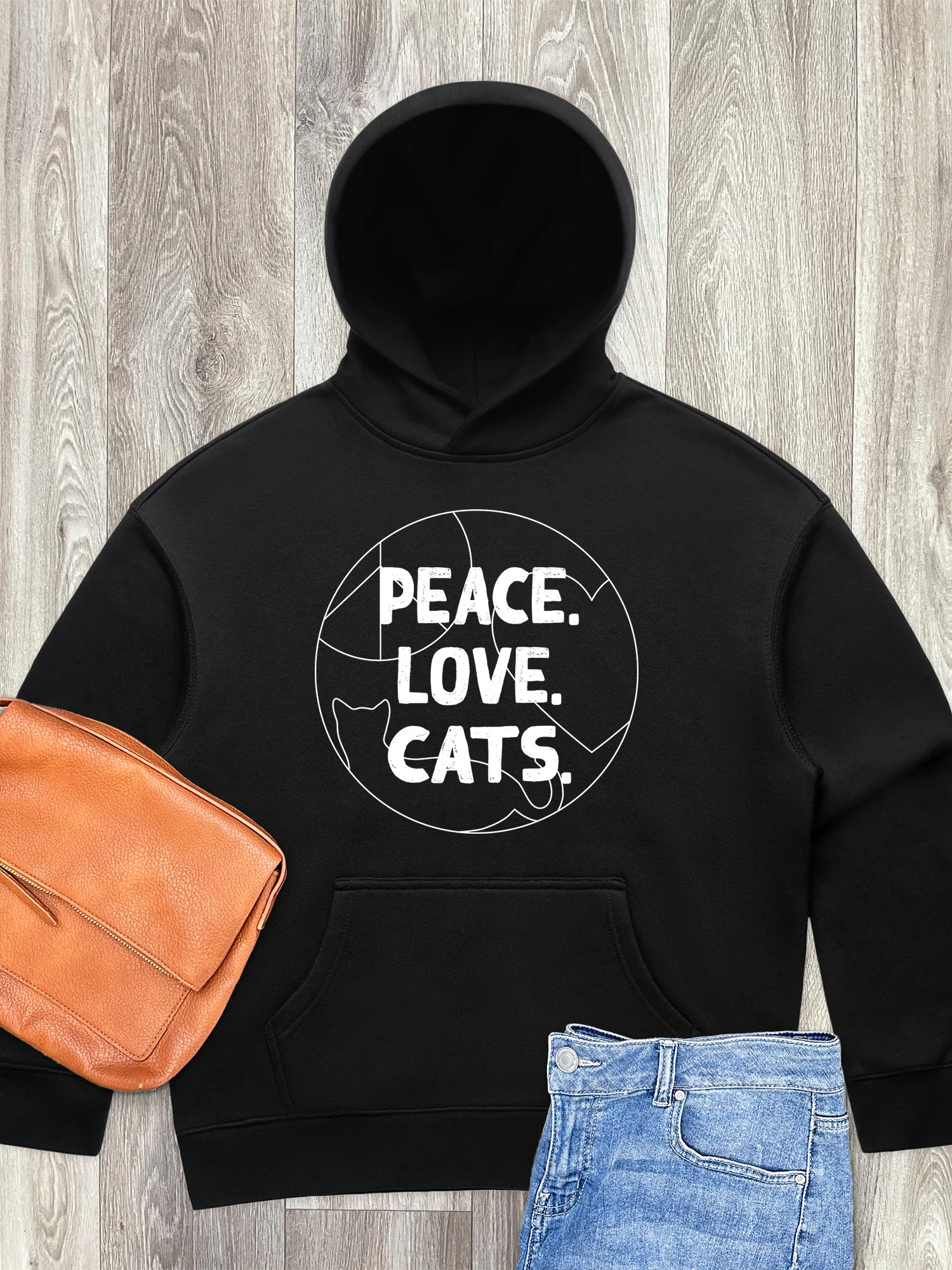 Peace. Love. Cats. Women's Comfort Hood - Image 3