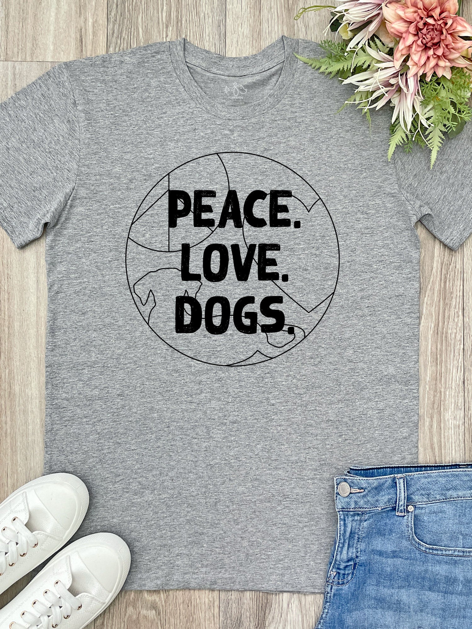 Peace. Love. Dogs. Essential Unisex Tee - Image 3