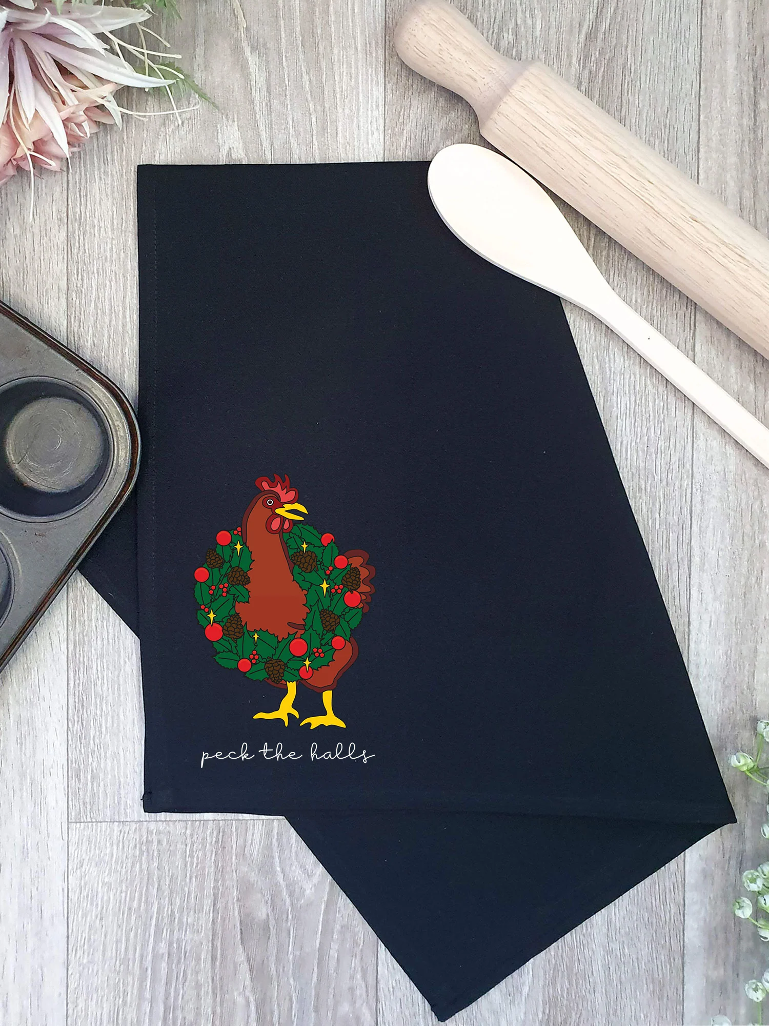 Peck The Halls Tea Towel