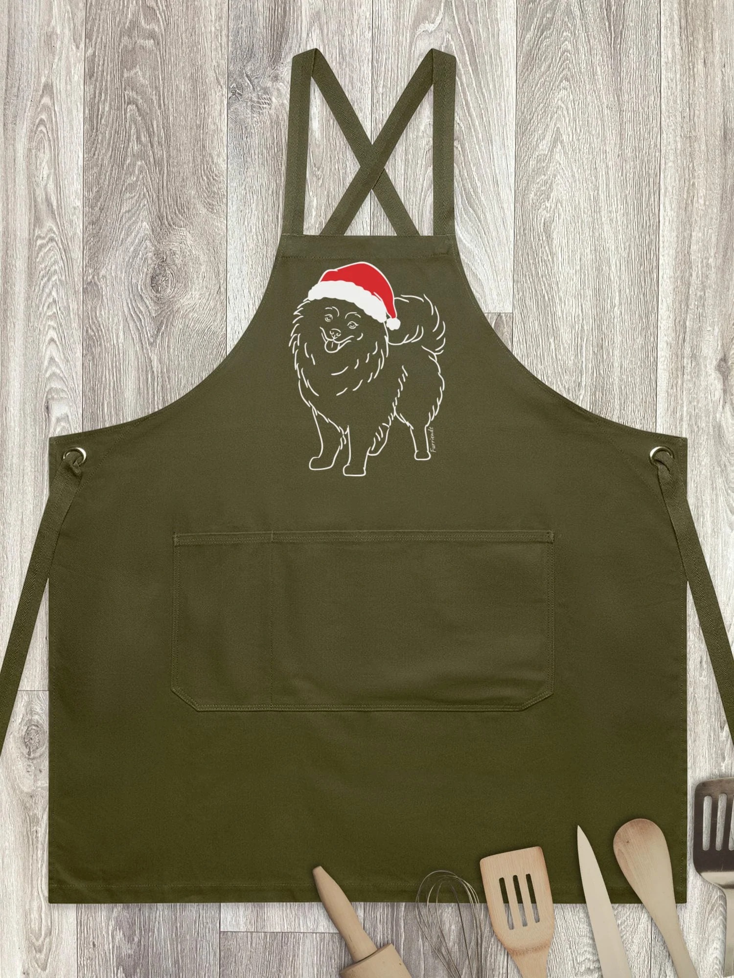 Pomeranian Christmas Edition Jarrah Crossback Apron - Image 4