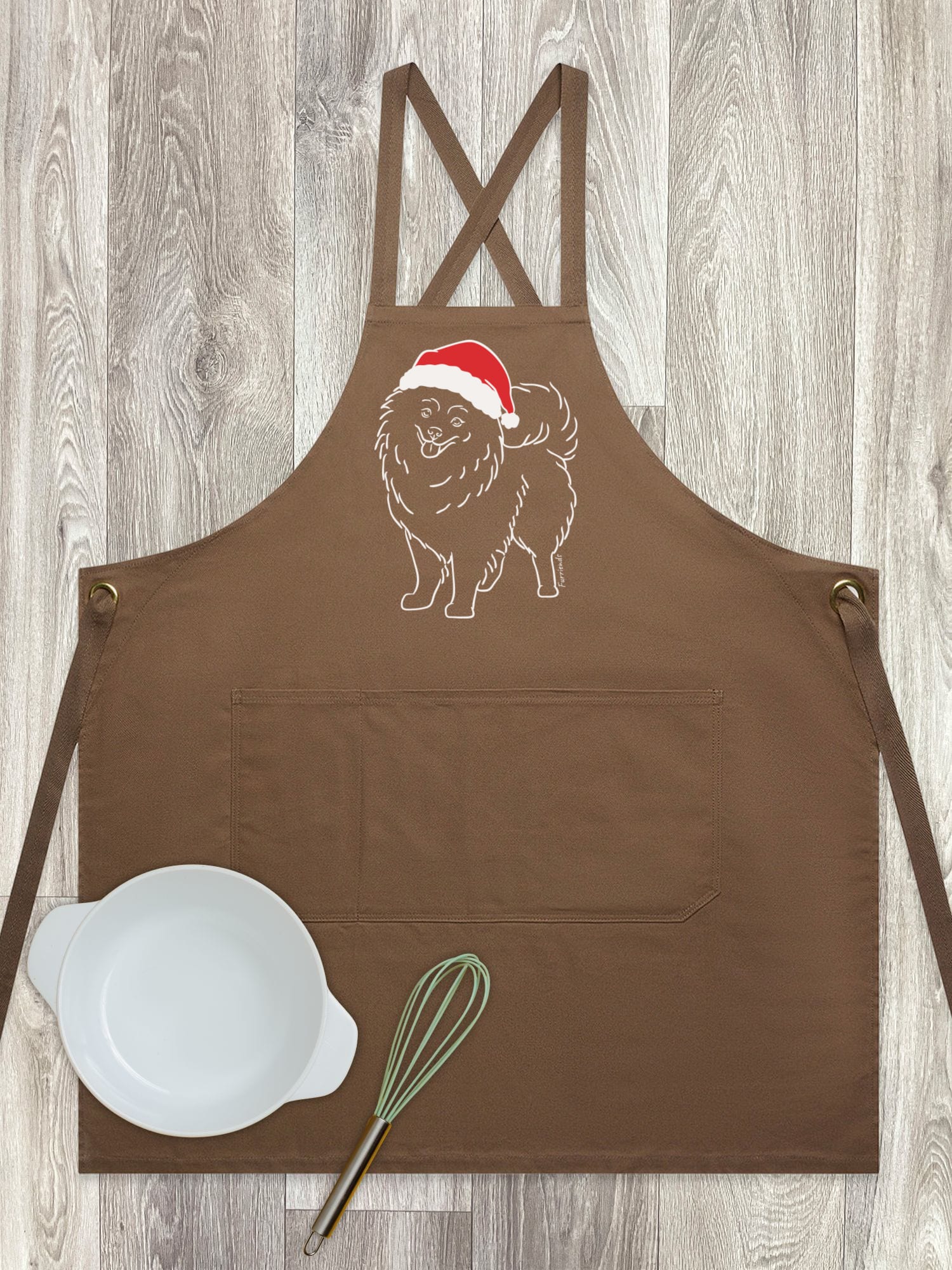 Pomeranian Christmas Edition Jarrah Crossback Apron - Image 5