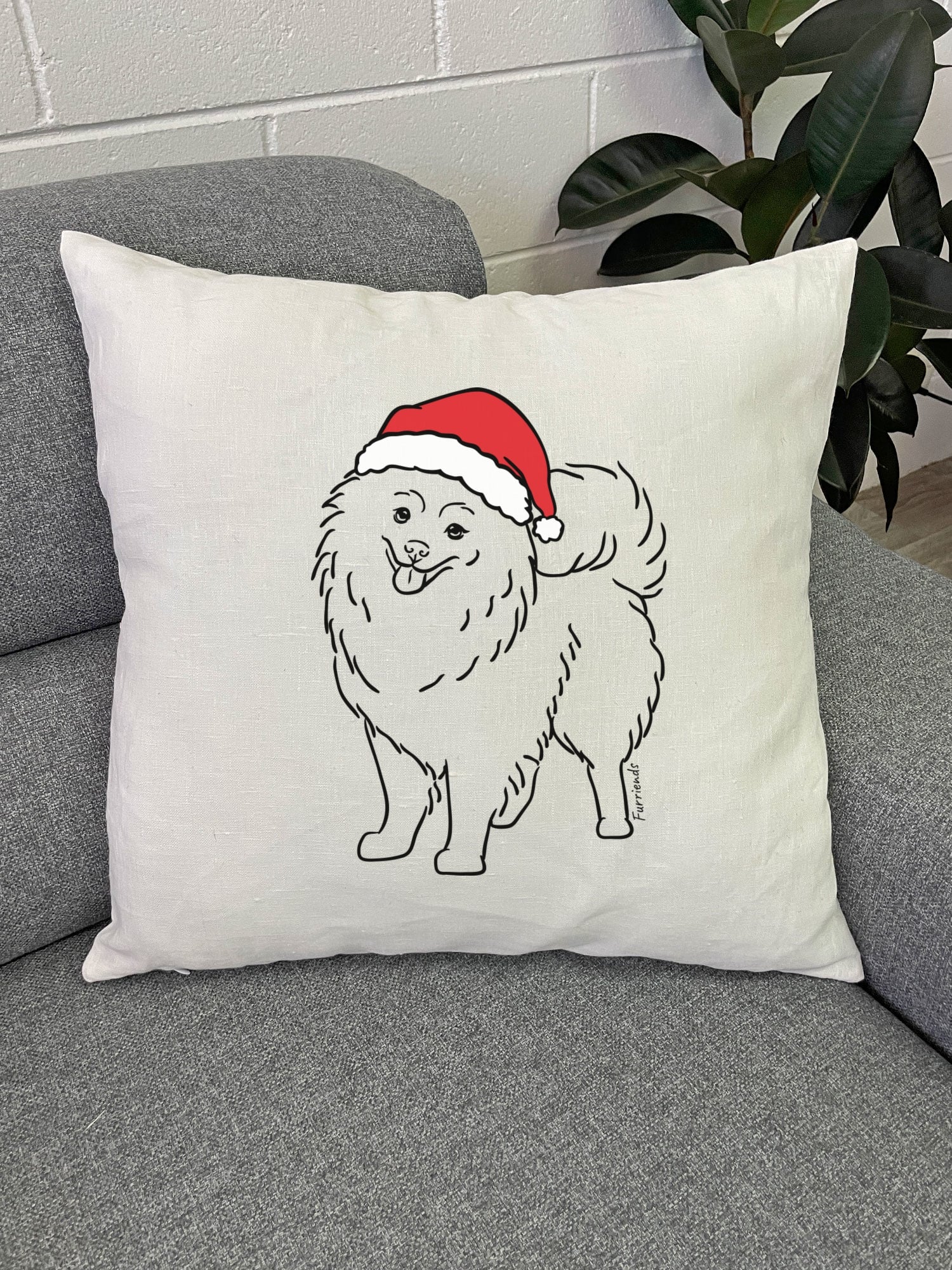 Pomeranian Christmas Edition Linen Cushion Cover - Image 2