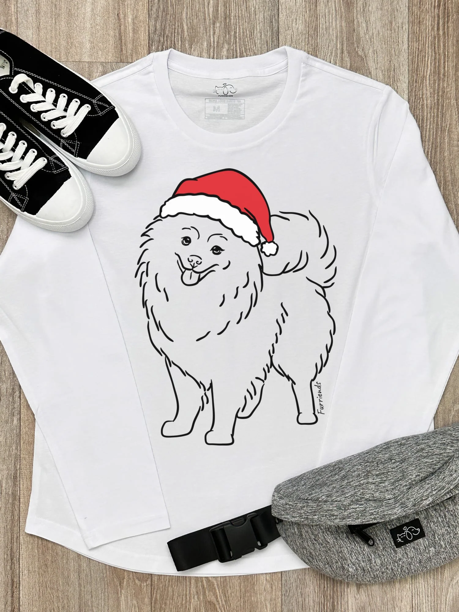 Pomeranian Christmas Edition Olivia Women's Long Sleeve Tee - Image 3
