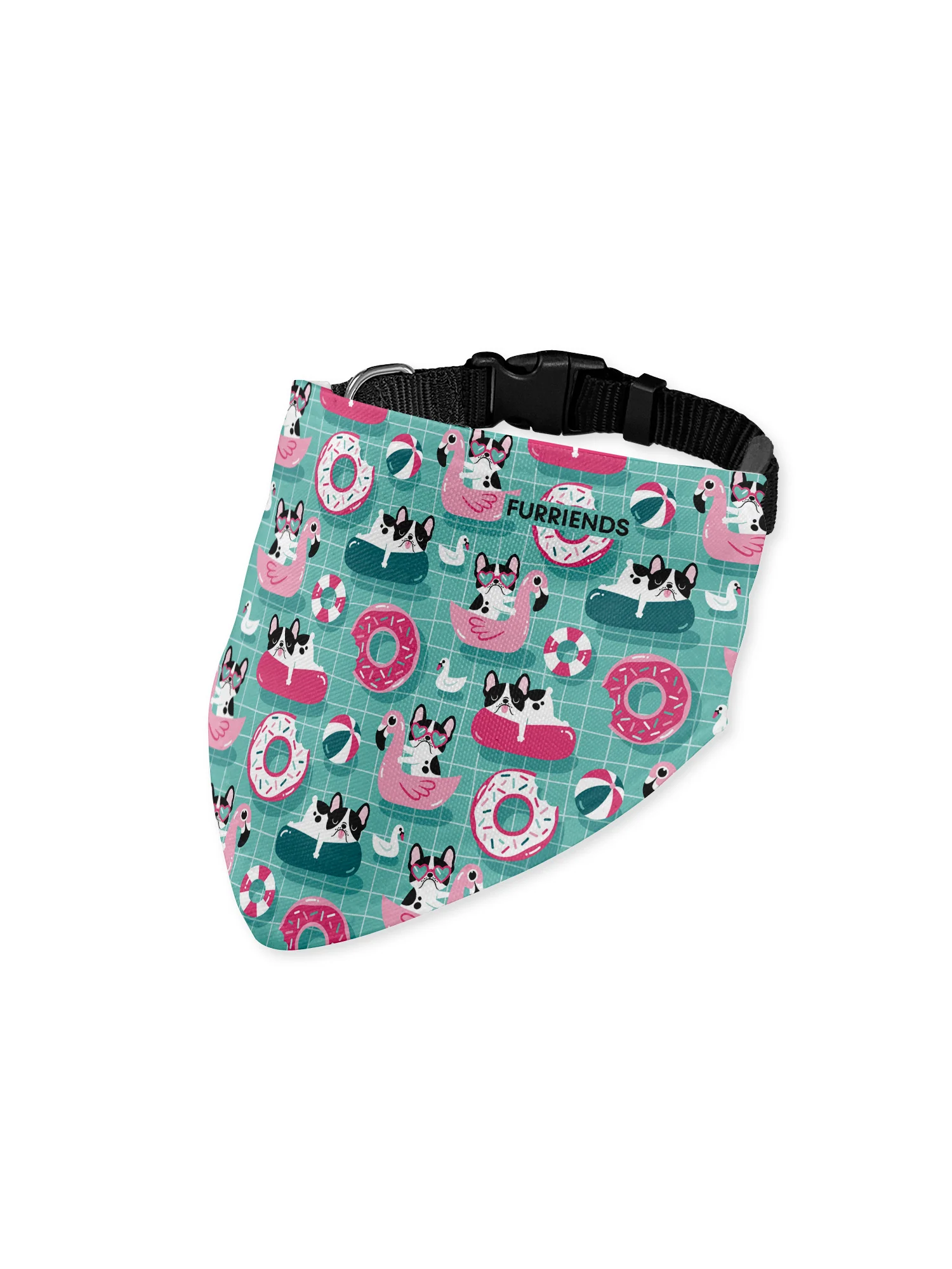 Pool Party Customisable Dog Bandana With Collar - Image 2