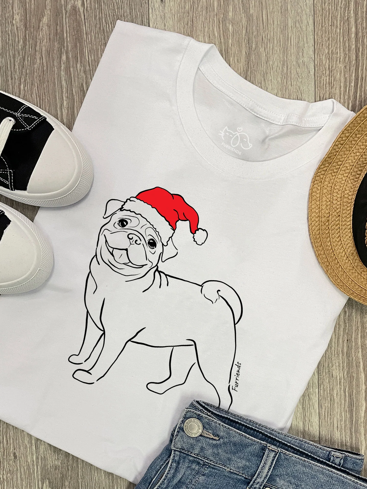 Pug Christmas Edition Ava Women's Regular Fit Tee - Image 2
