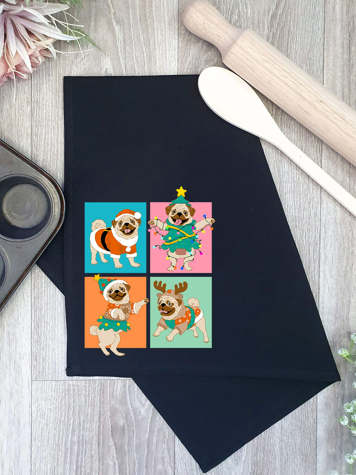 Pugmas Tea Towel