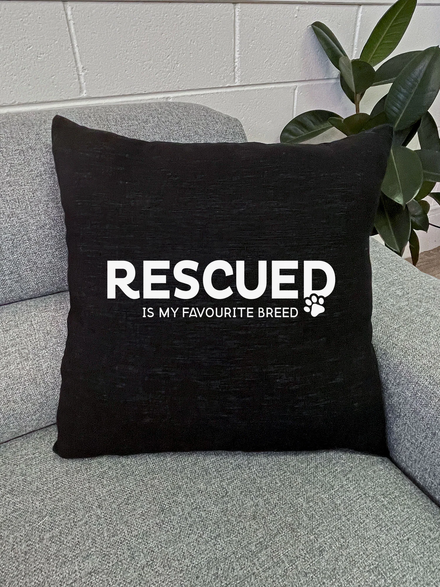 Rescued Is My Favourite Breed Linen Cushion Cover
