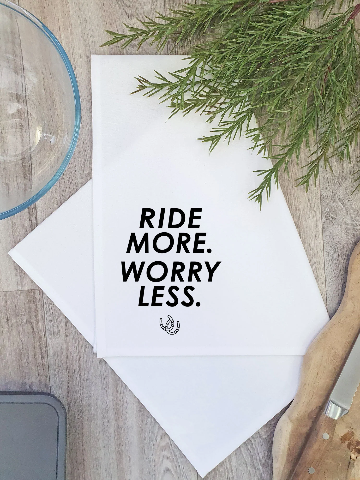 Ride More. Worry Less. Tea Towel - Image 2