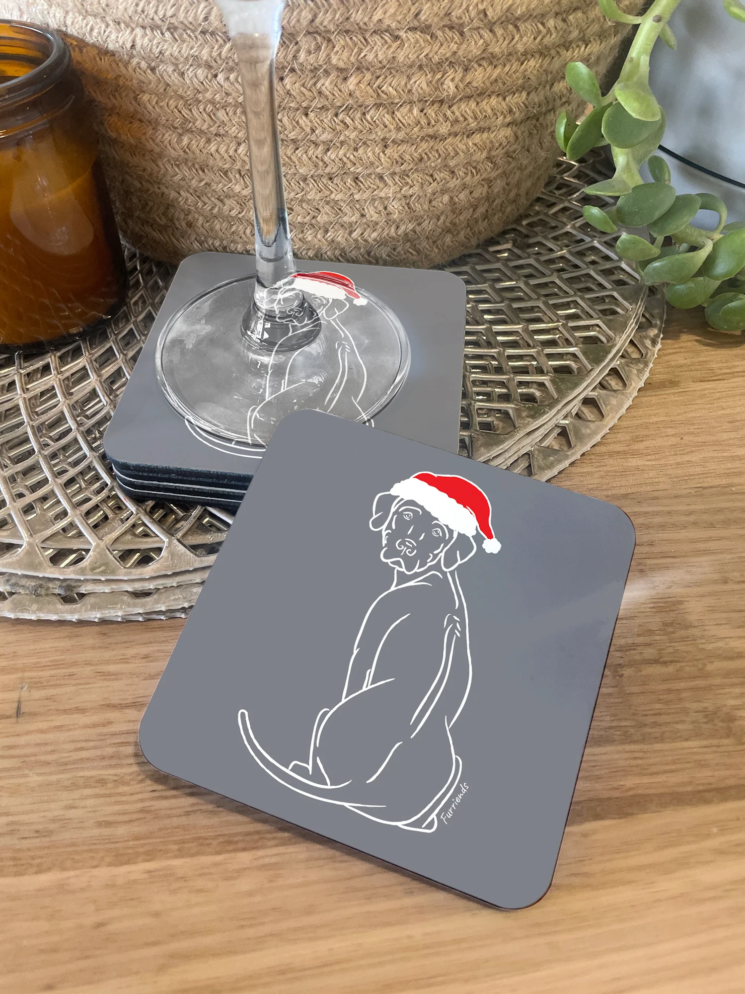 Rhodesian Ridgeback Christmas Edition Coaster - Image 3