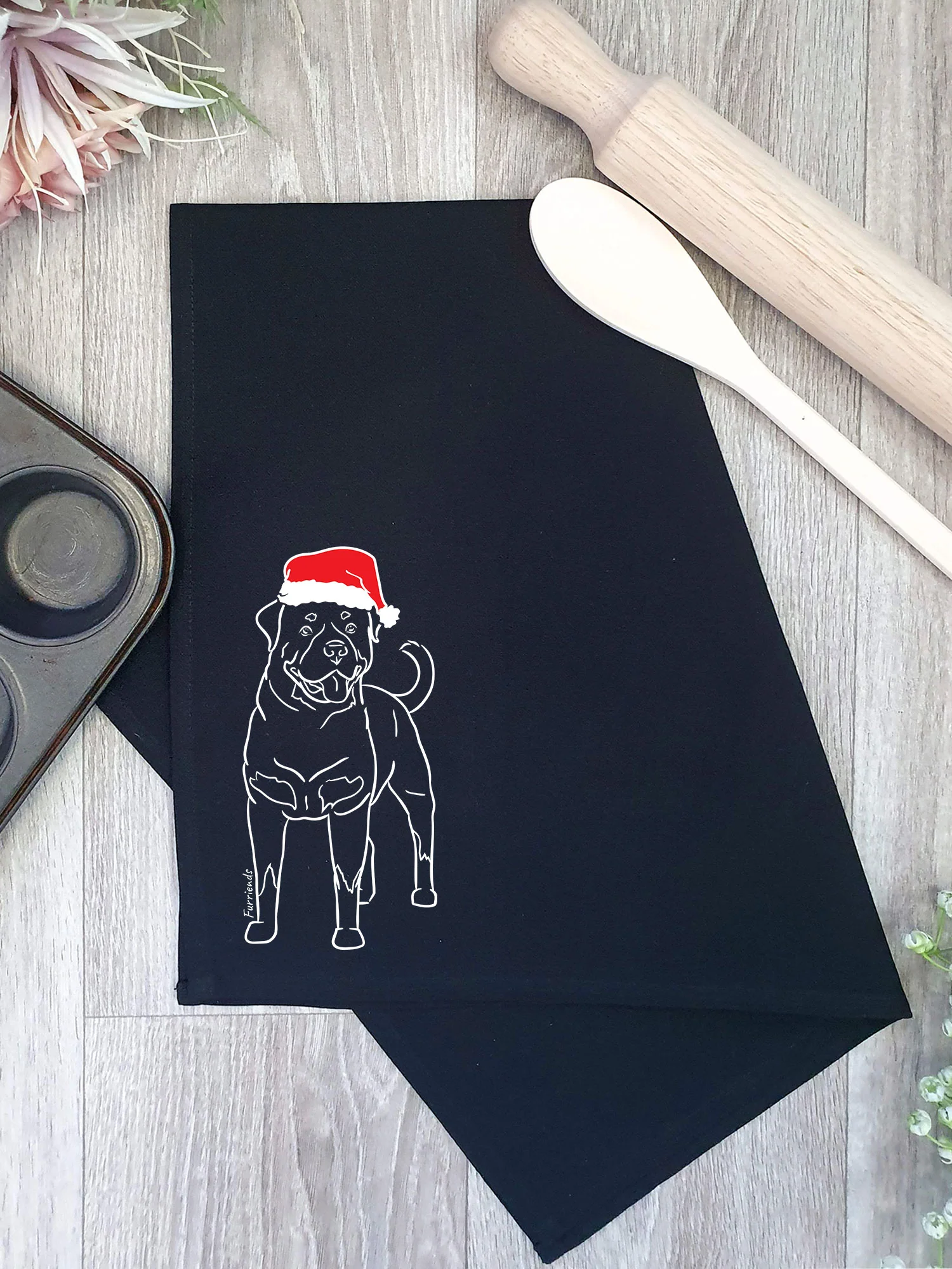 Rottweiler Christmas Edition Tea Towel