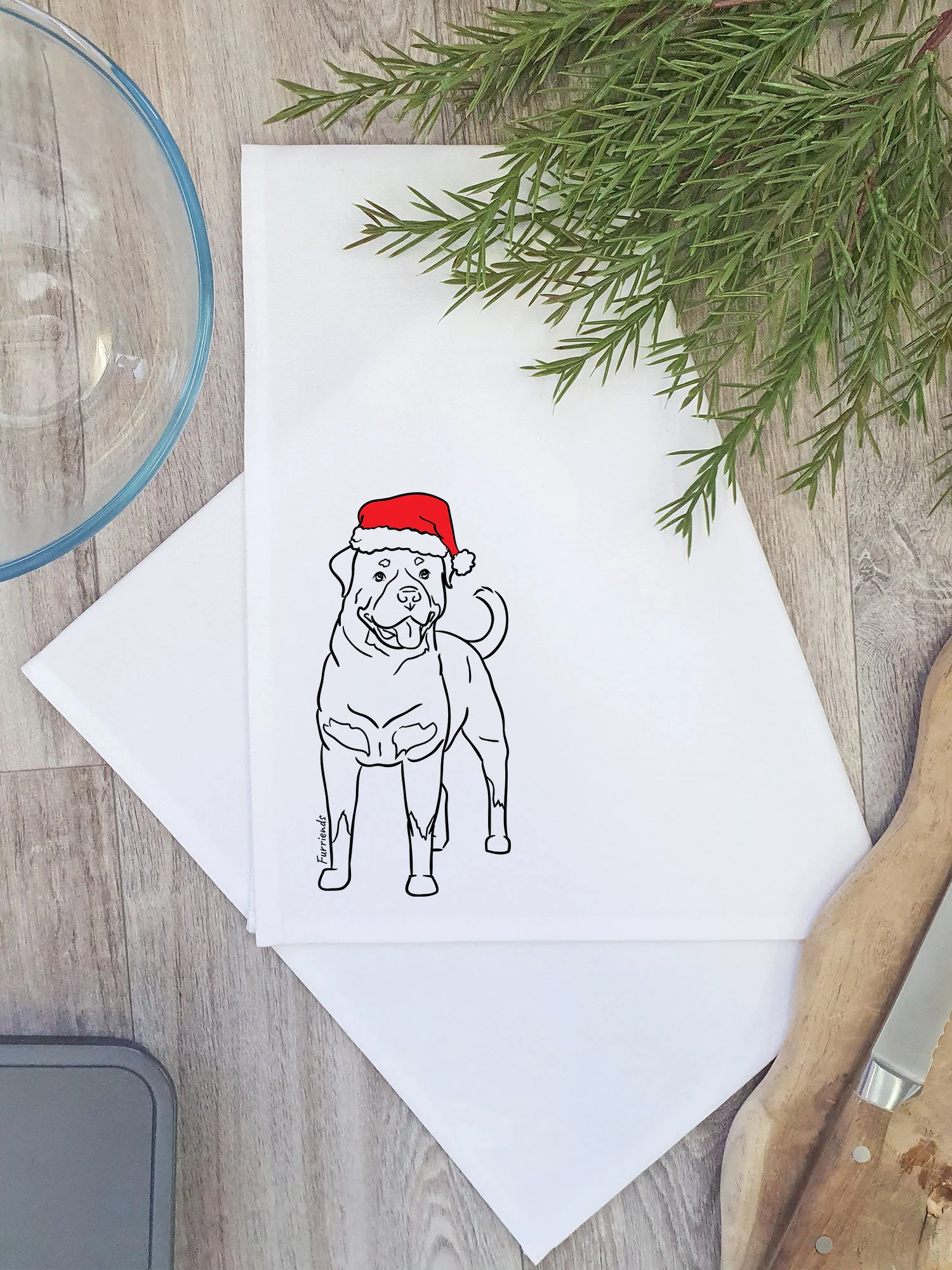 Rottweiler Christmas Edition Tea Towel - Image 2