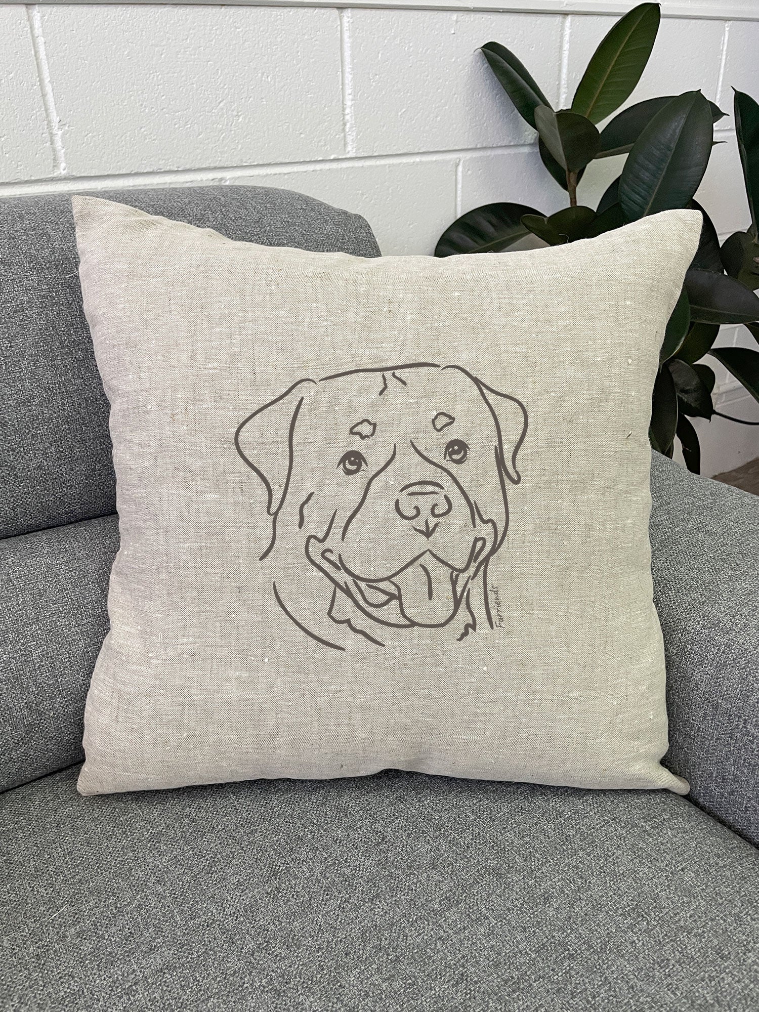 Rottweiler Linen Cushion Cover - Image 3