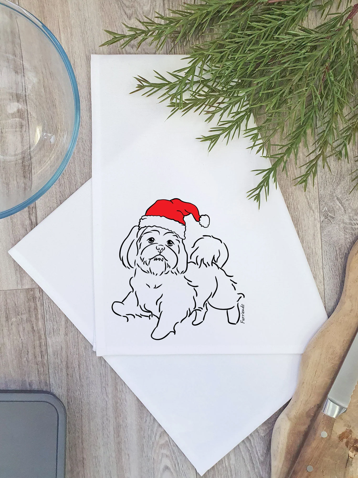 Shih Tzu Christmas Edition Tea Towel - Image 2