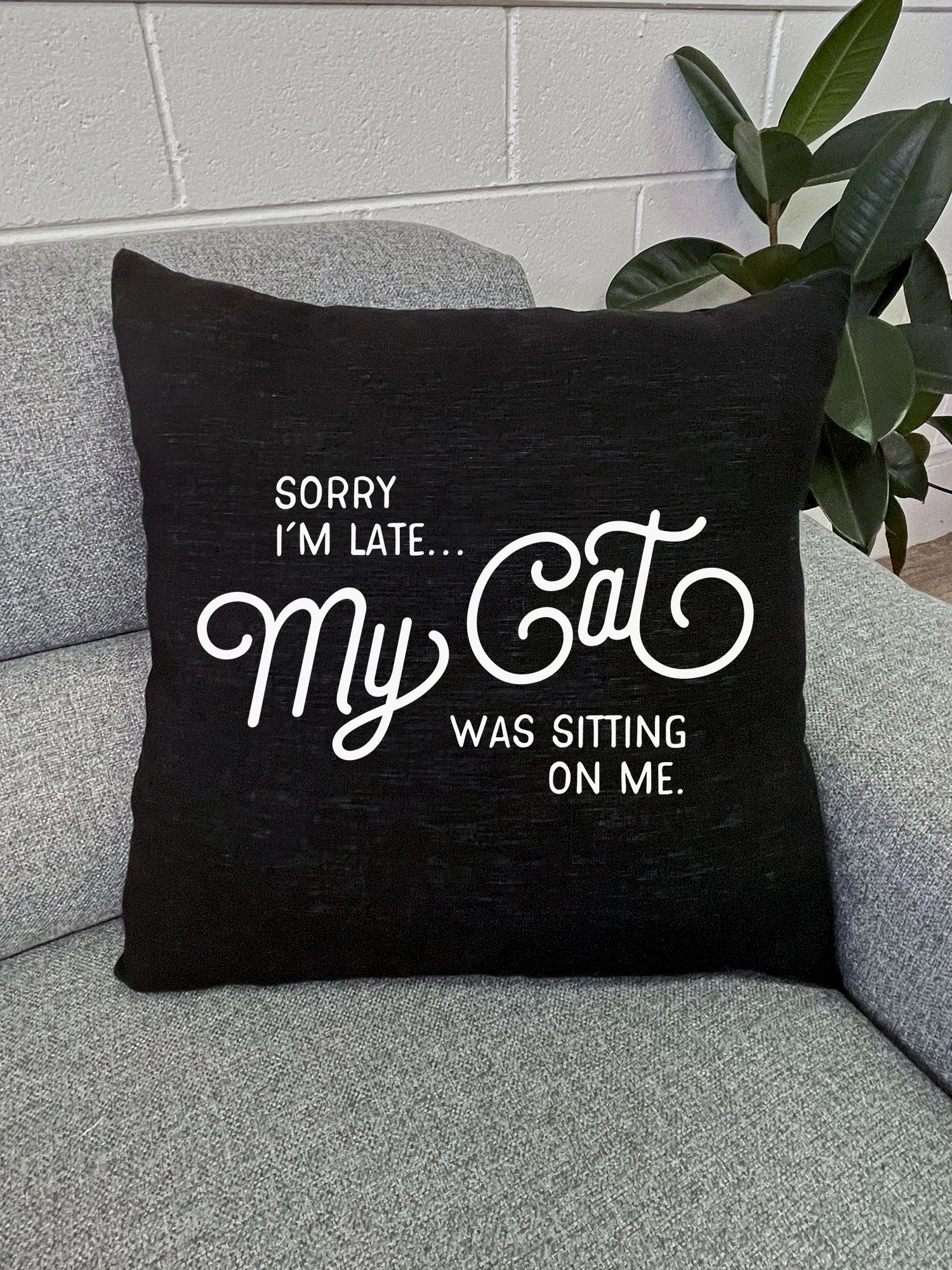 Sorry I'm Late Linen Cushion Cover