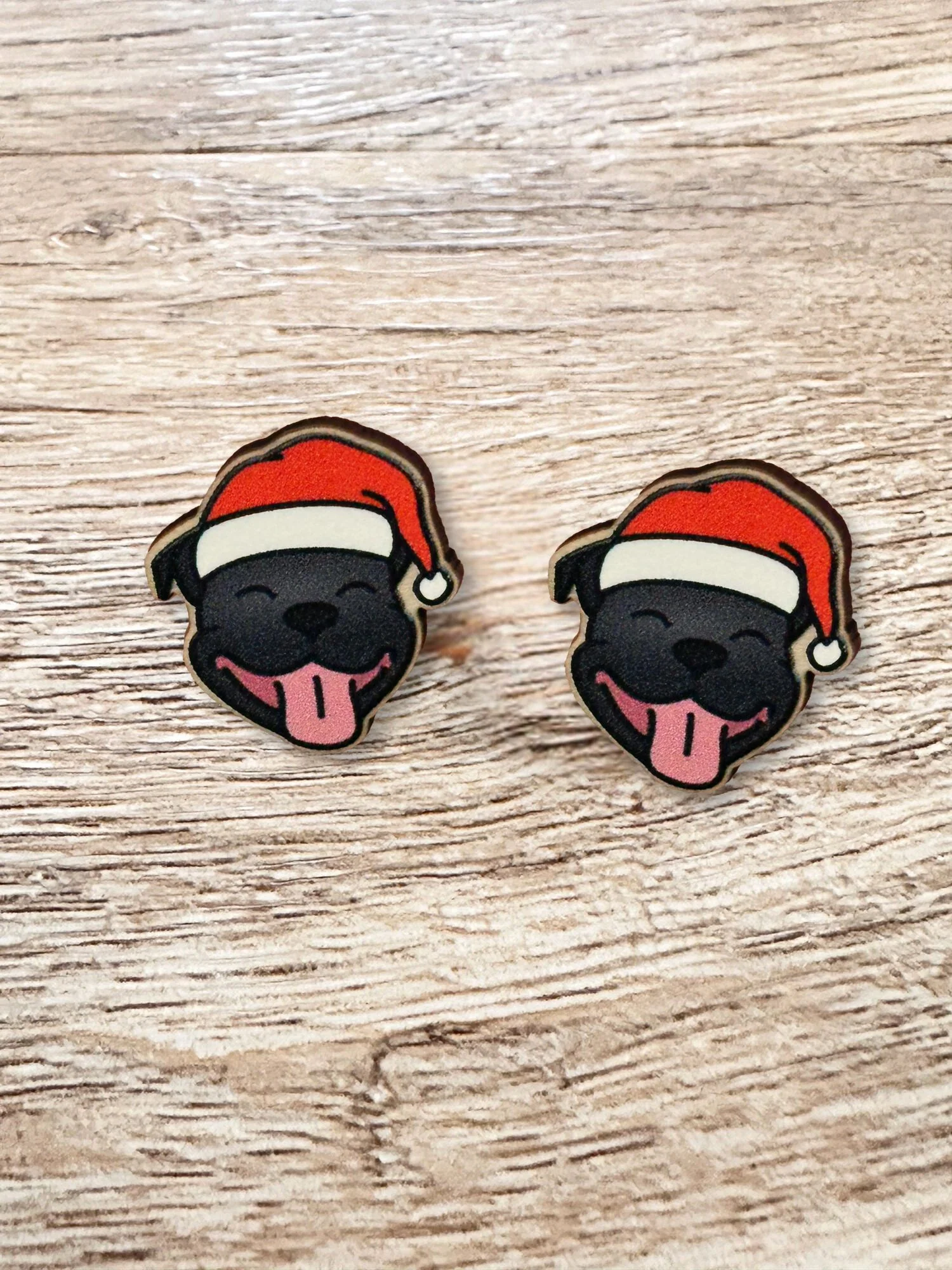 Staffordshire Bull Terrier Christmas Edition ColourPop Stud Earrings - Image 3