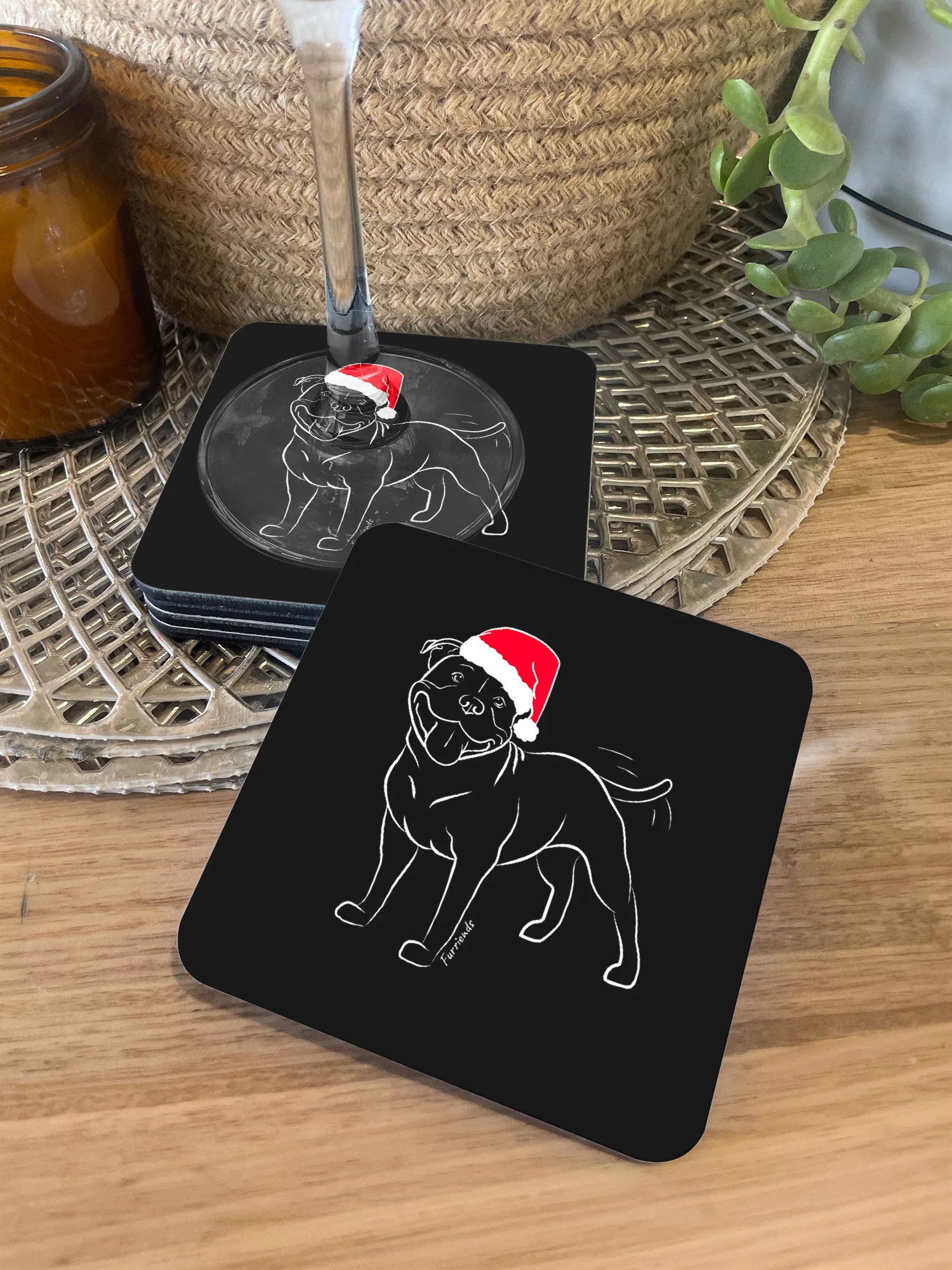 Staffordshire Bull Terrier Christmas Edition Coaster - Image 2