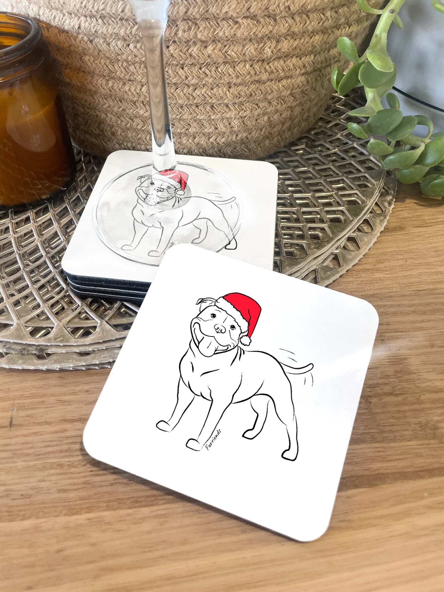 Staffordshire Bull Terrier Christmas Edition Coaster - Image 3