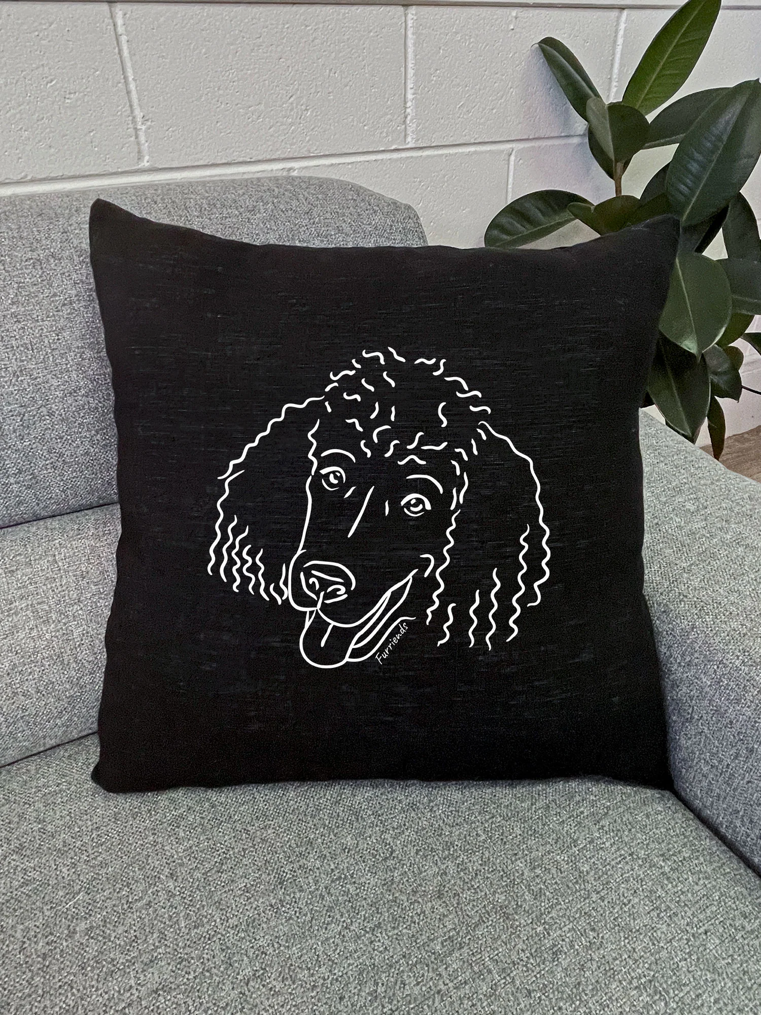 Poodle Linen Cushion Cover