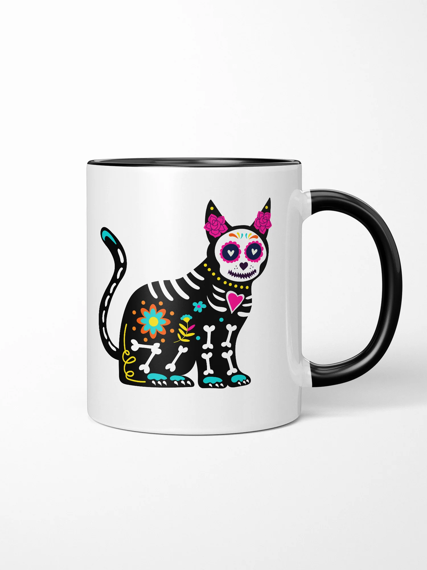 Sugar Skull Cat Ceramic Mug - Image 2