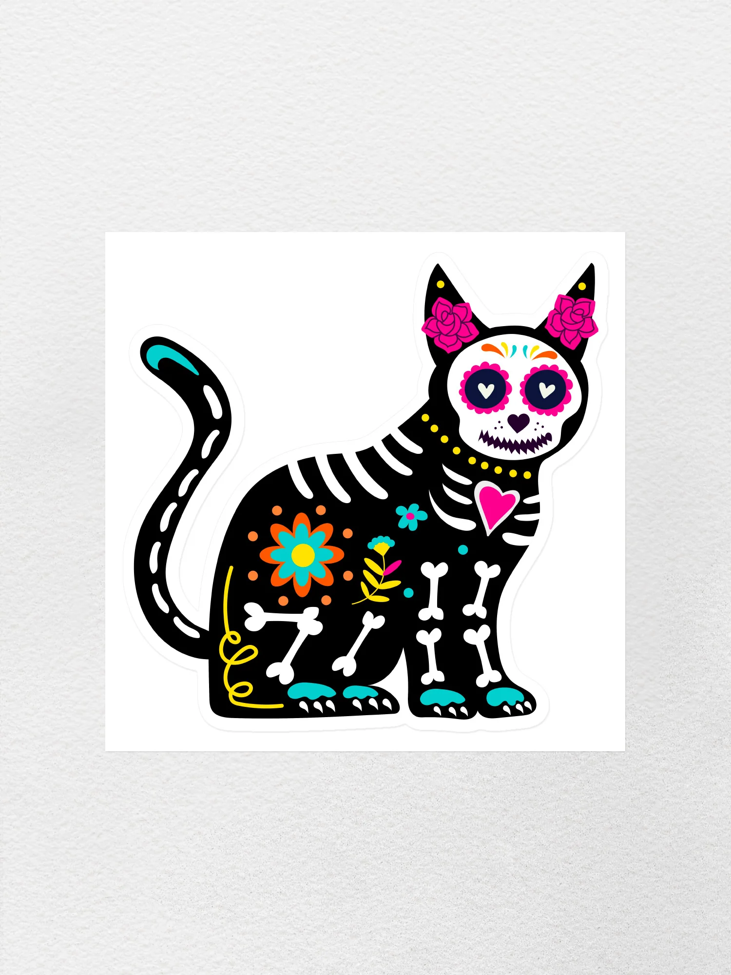 Sugar Skull Cat Sticker - Image 2