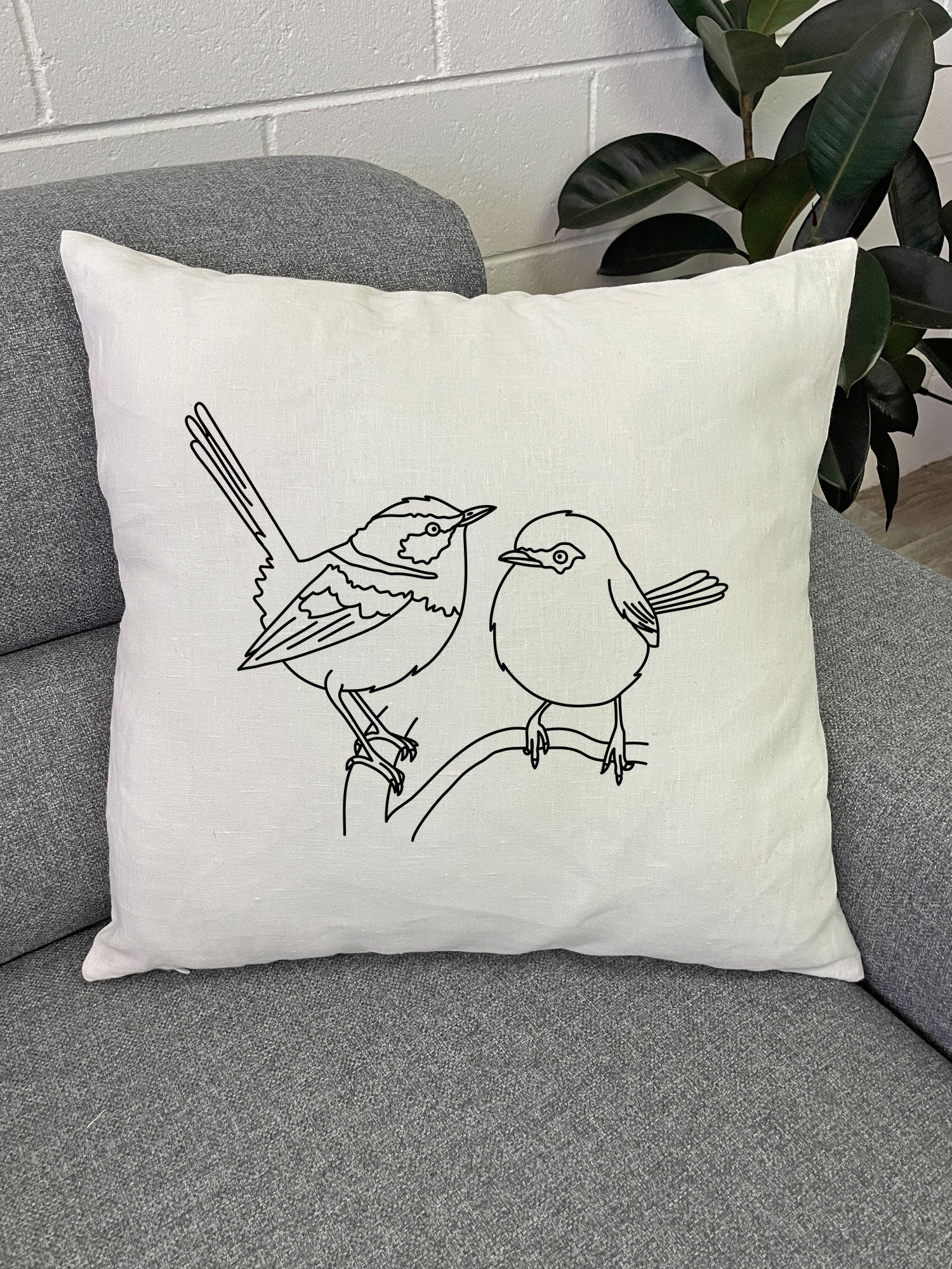 Superb Fairy Wren Linen Cushion Cover - Image 3