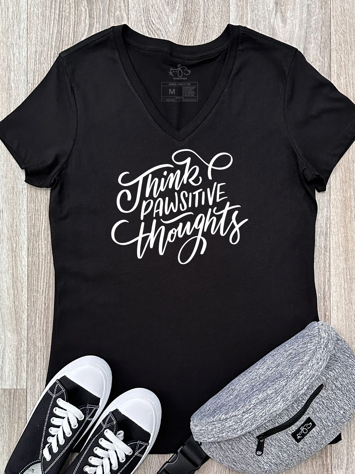 Think Pawsitive Thoughts Emma V-Neck Tee