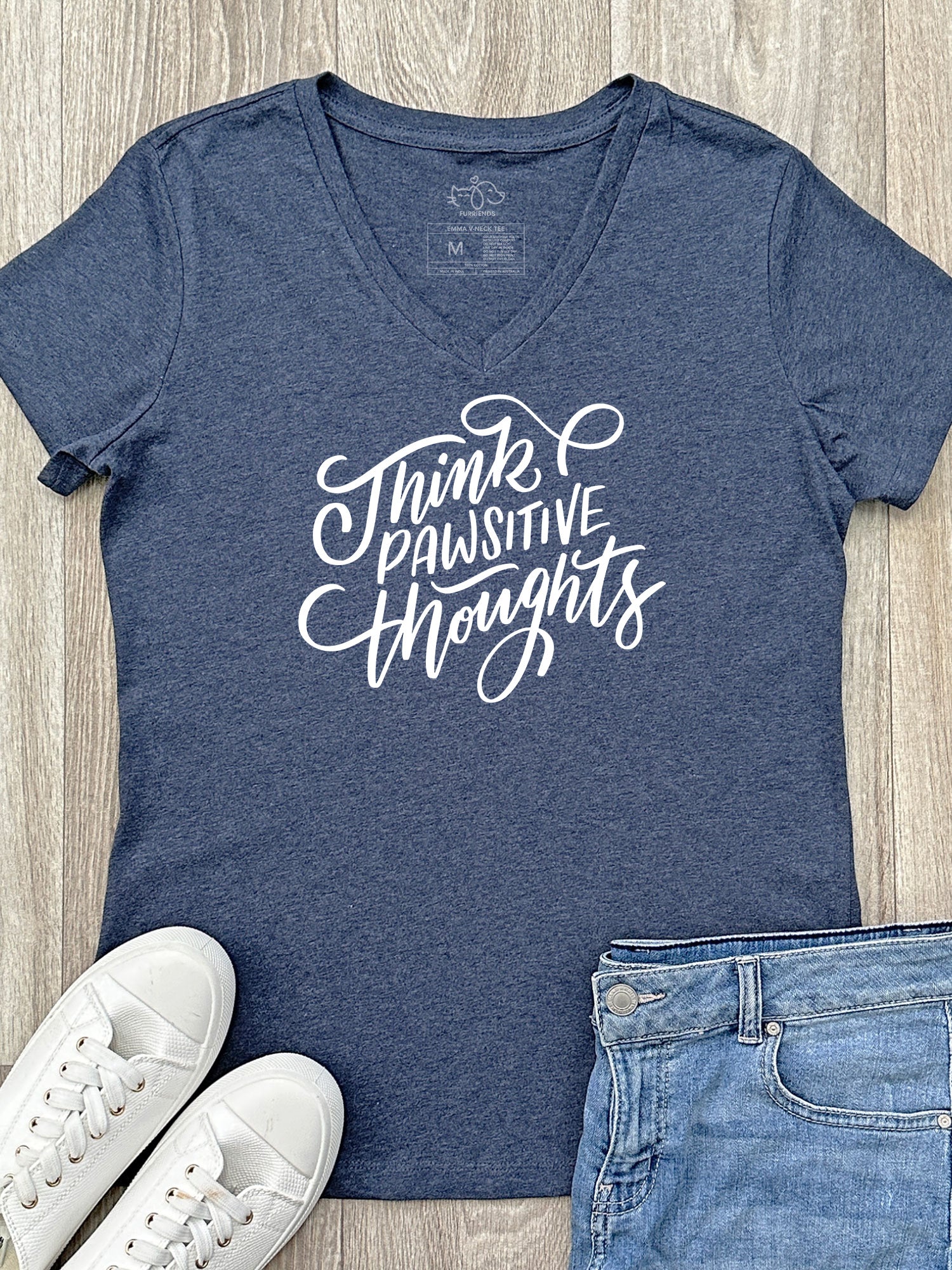 Think Pawsitive Thoughts Emma V-Neck Tee - Image 3