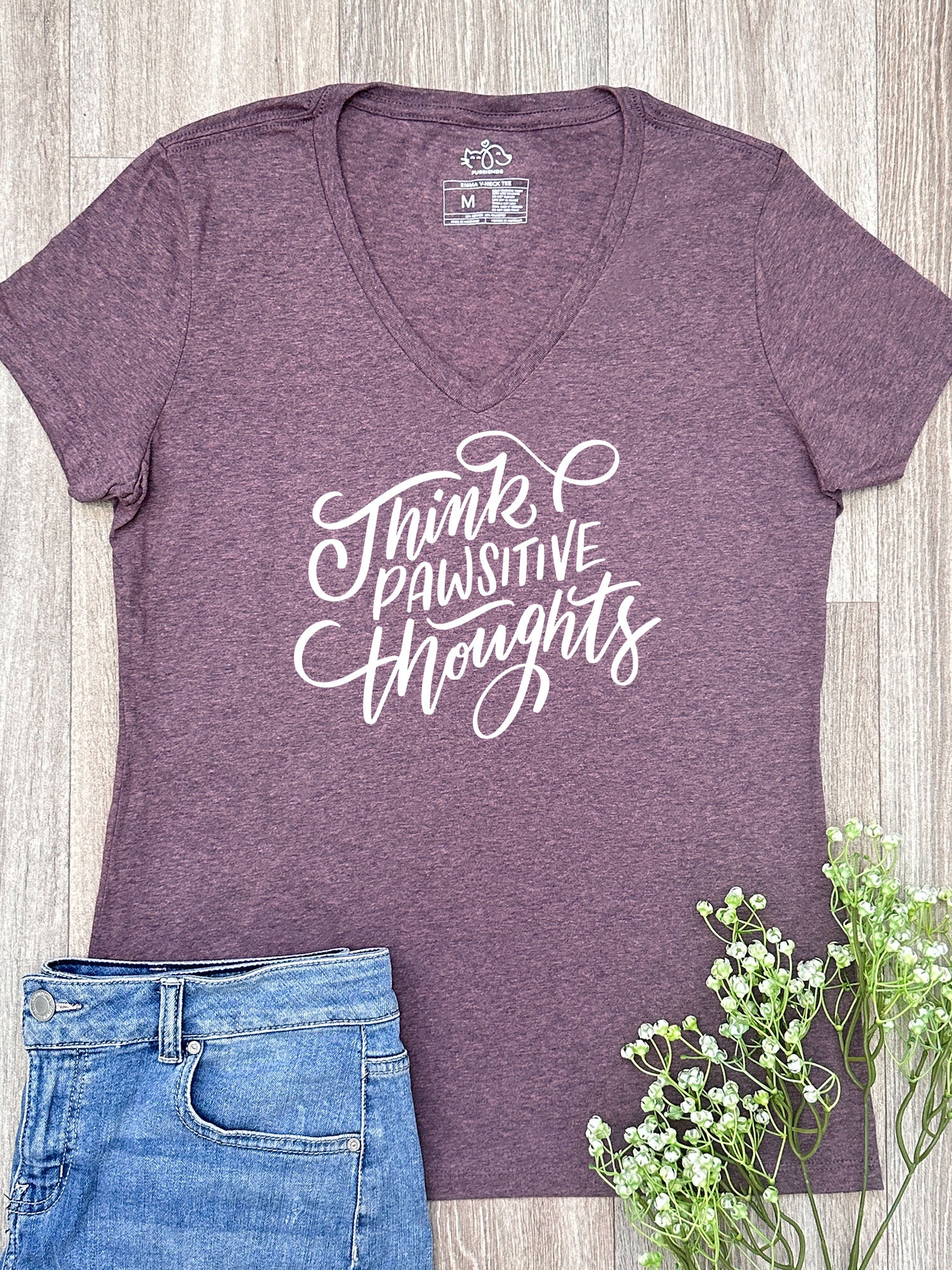 Think Pawsitive Thoughts Emma V-Neck Tee - Image 5