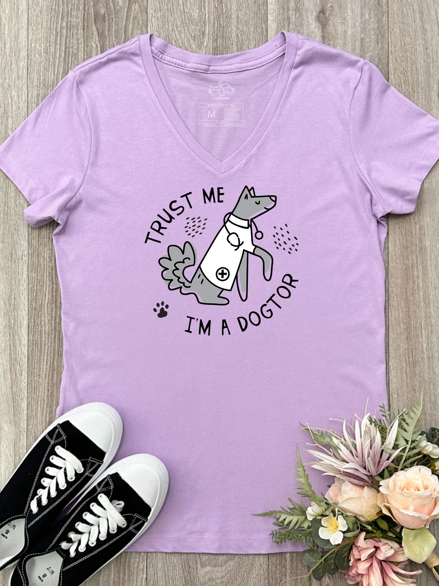 Trust Me I'm A Dogtor Emma V-Neck Tee - Image 2