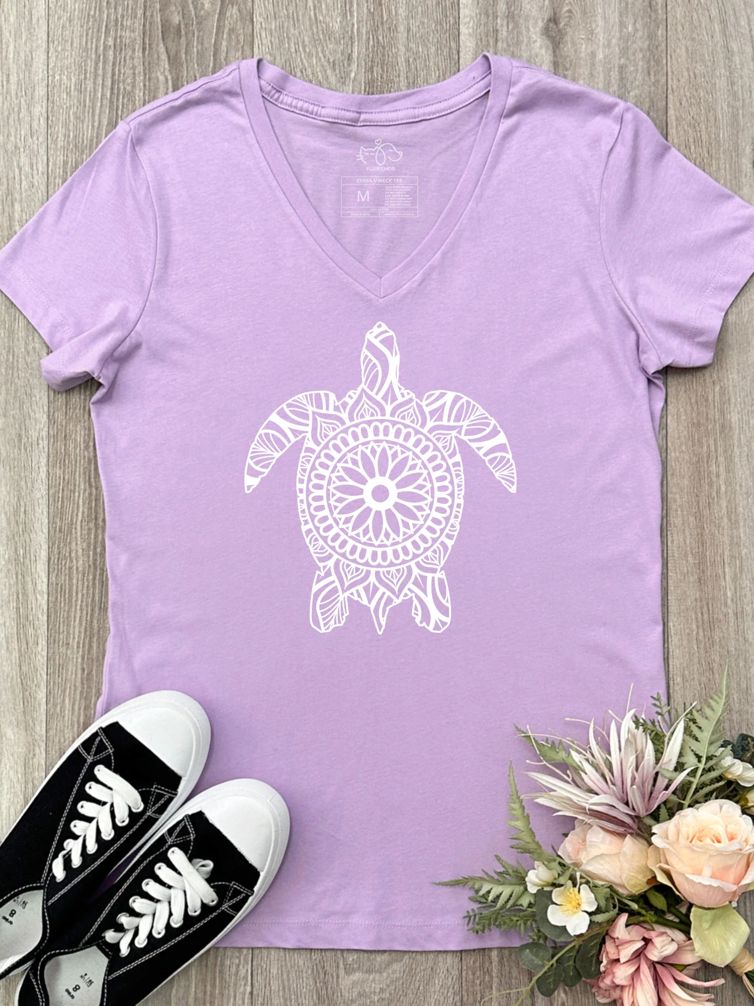 Turtle Mandala Emma V-Neck Tee - Image 2