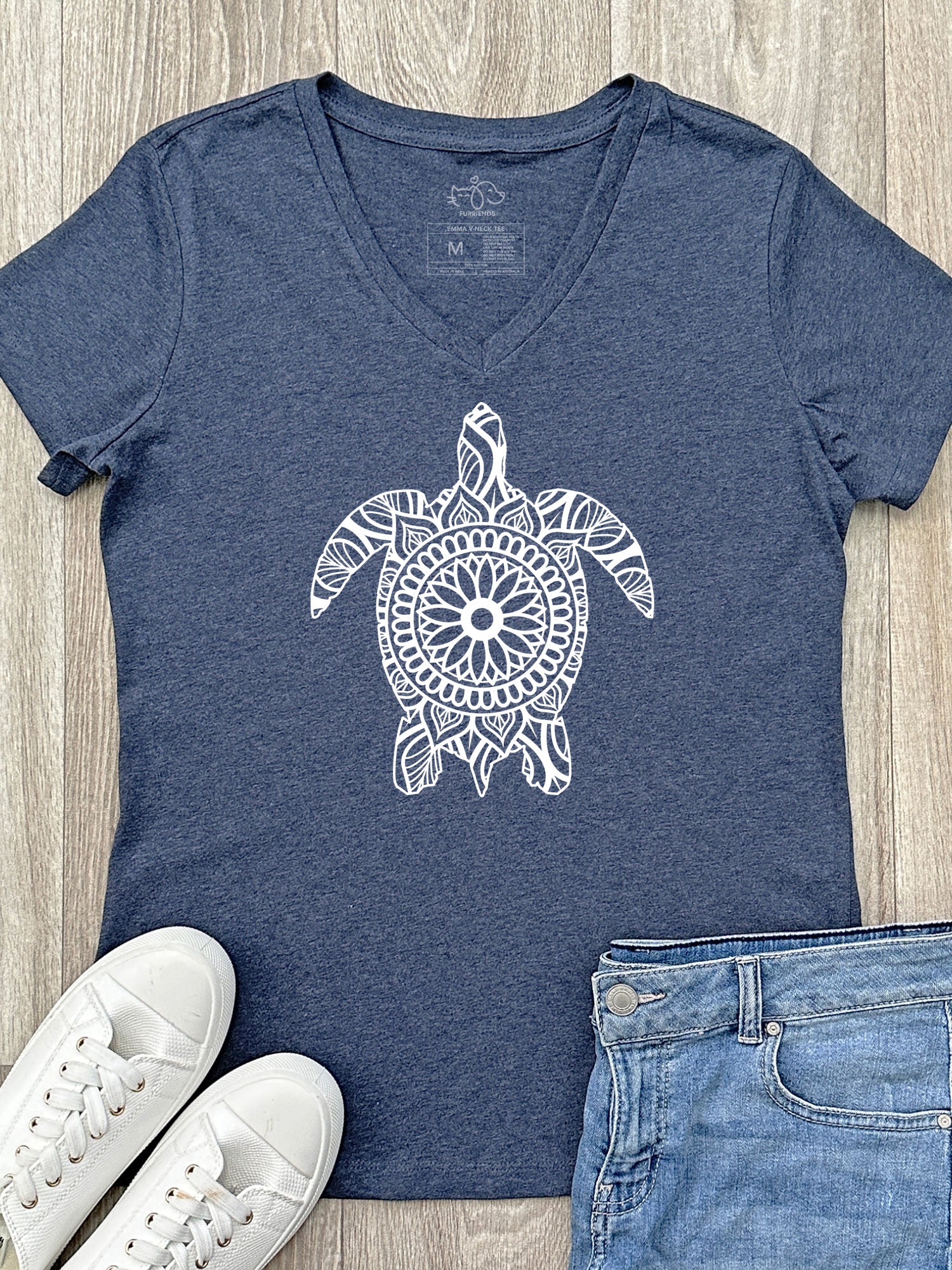 Turtle Mandala Emma V-Neck Tee - Image 3