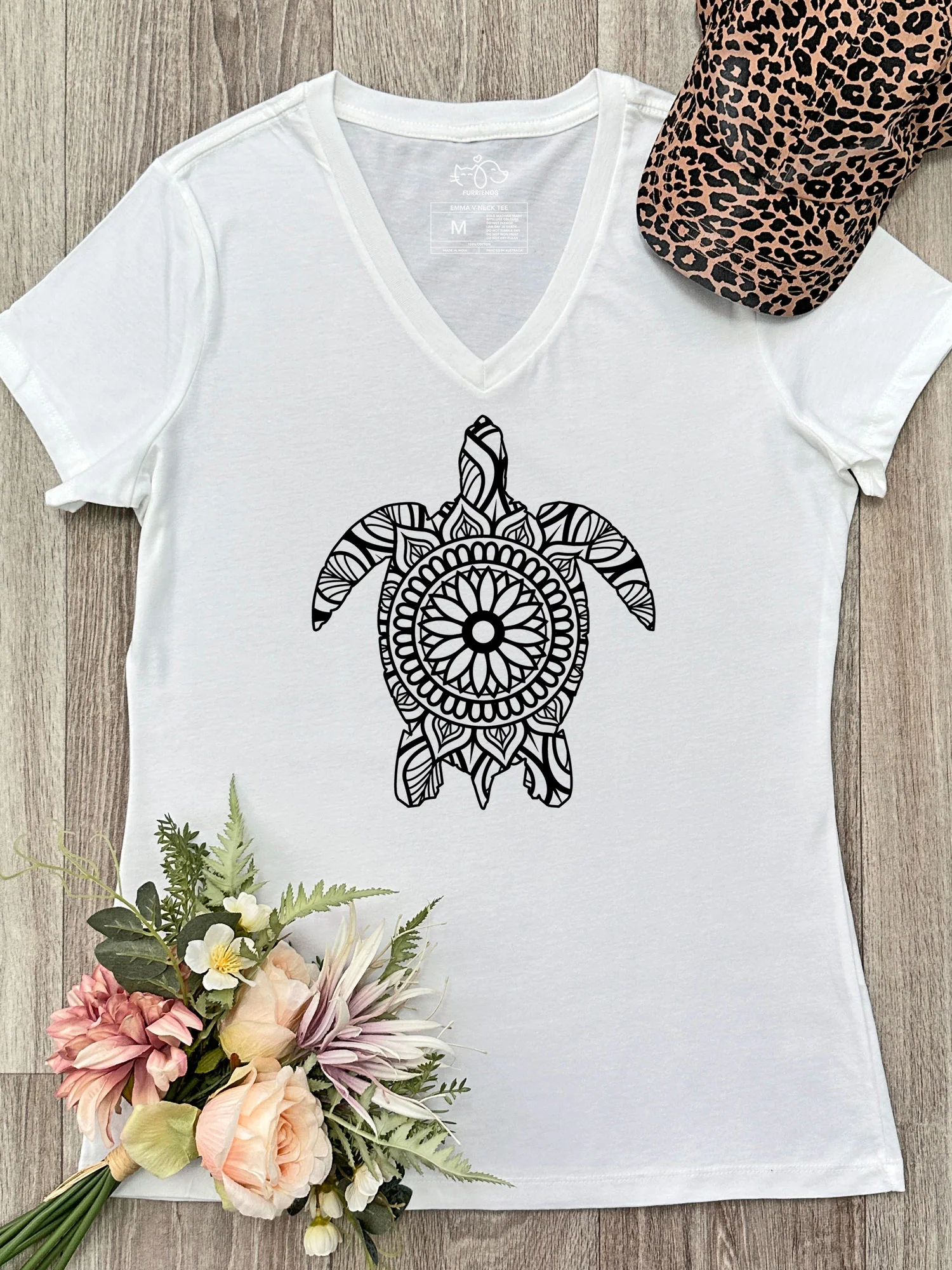 Turtle Mandala Emma V-Neck Tee - Image 4