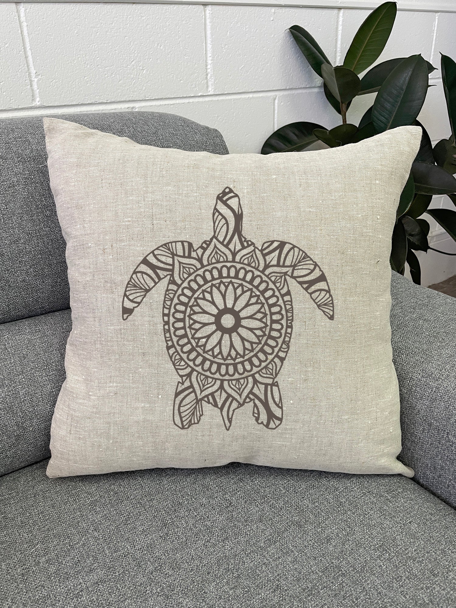 Turtle Mandala Linen Cushion Cover - Image 2