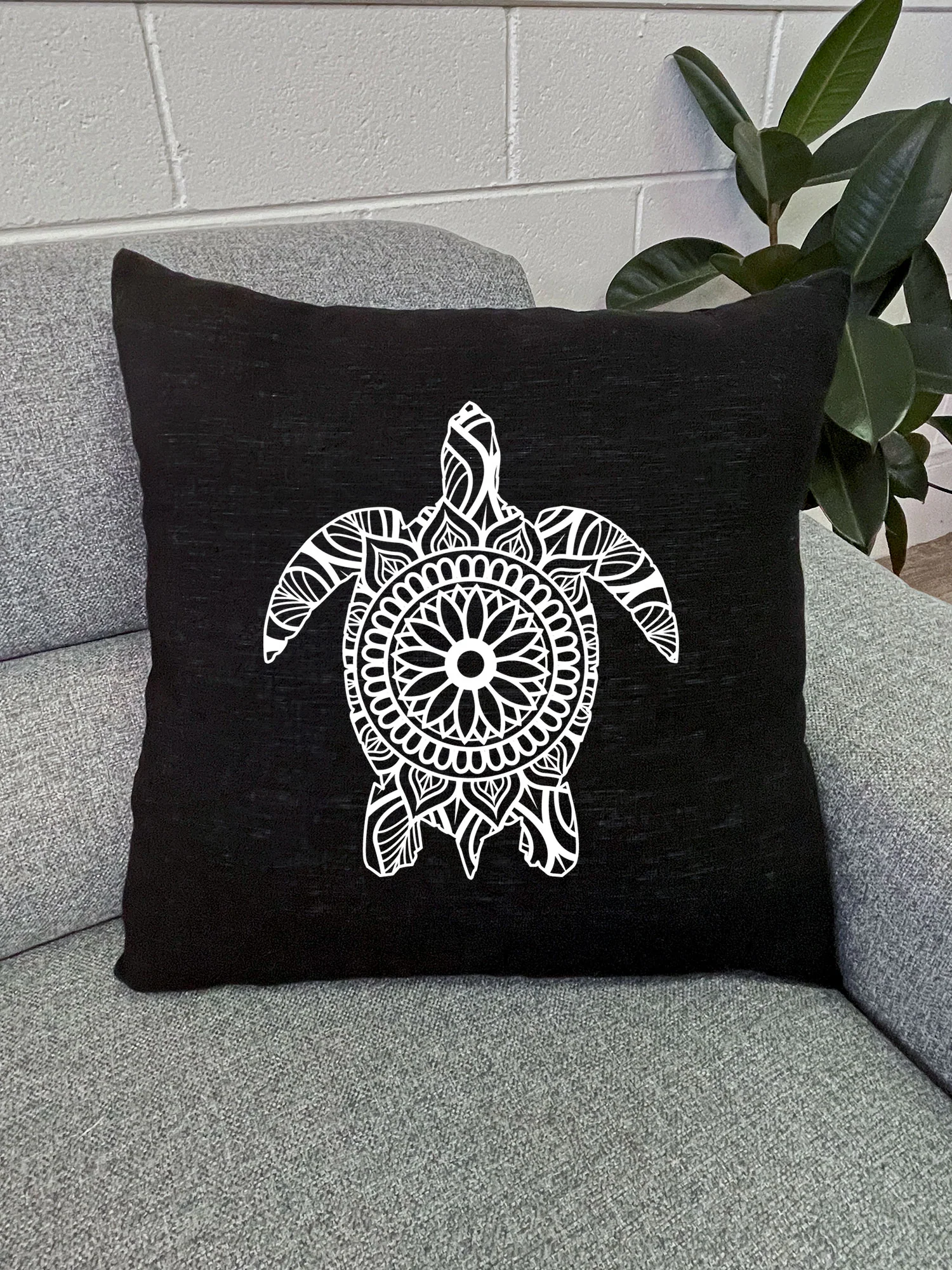 Turtle Mandala Linen Cushion Cover - Image 3