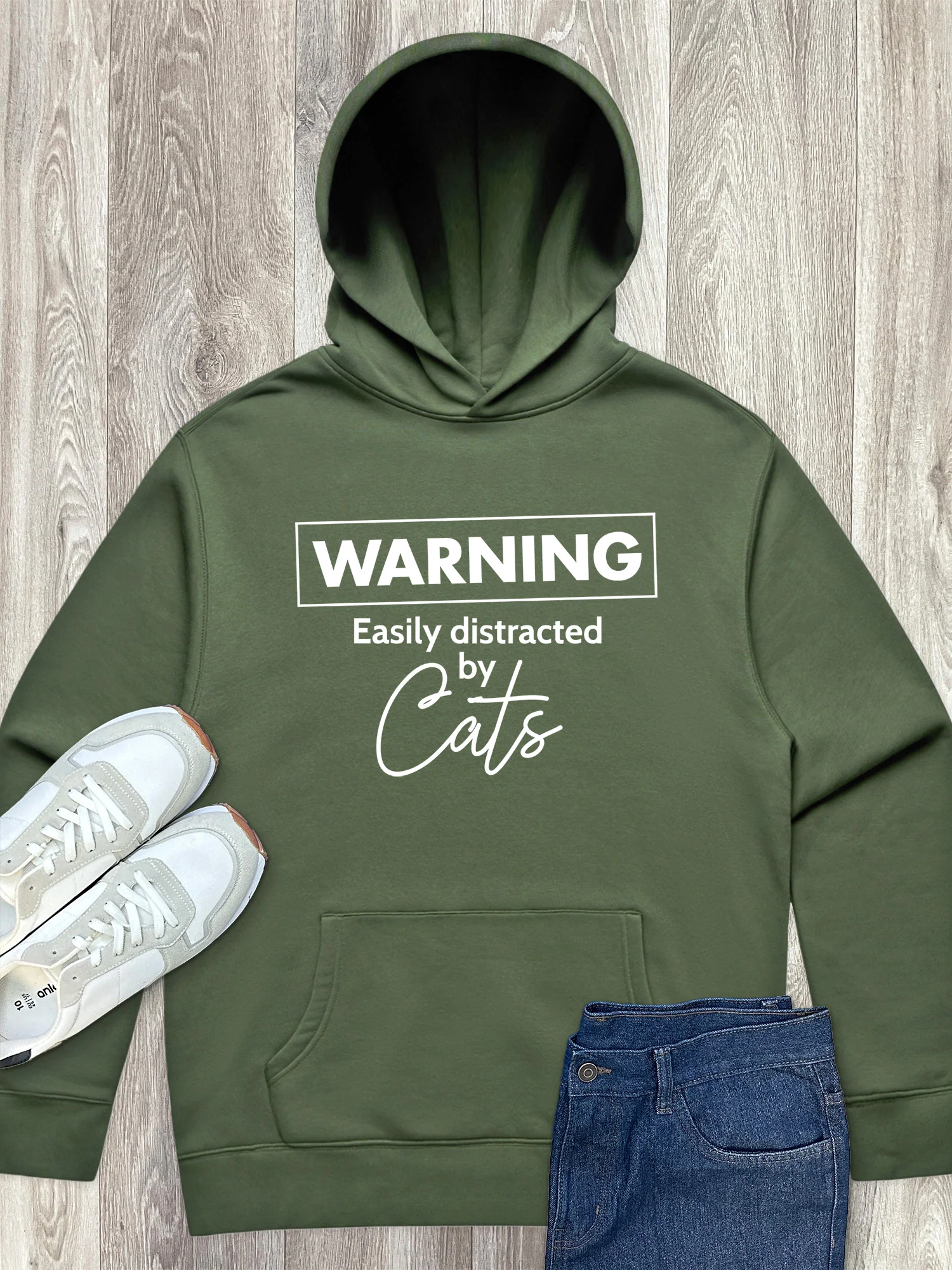 Warning. Easily Distracted By Cats Men's Comfort Hood