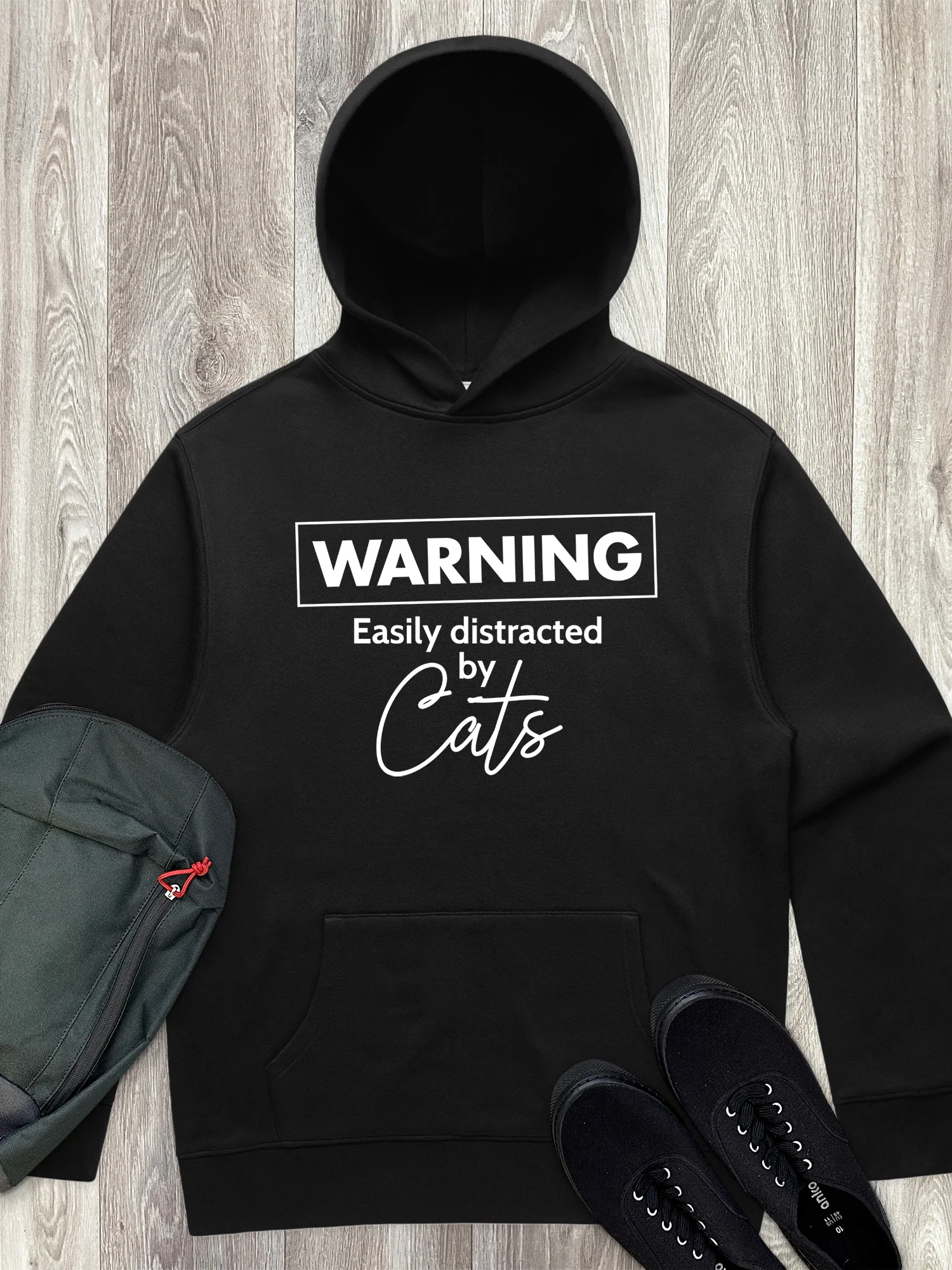 Warning. Easily Distracted By Cats Men's Comfort Hood - Image 4