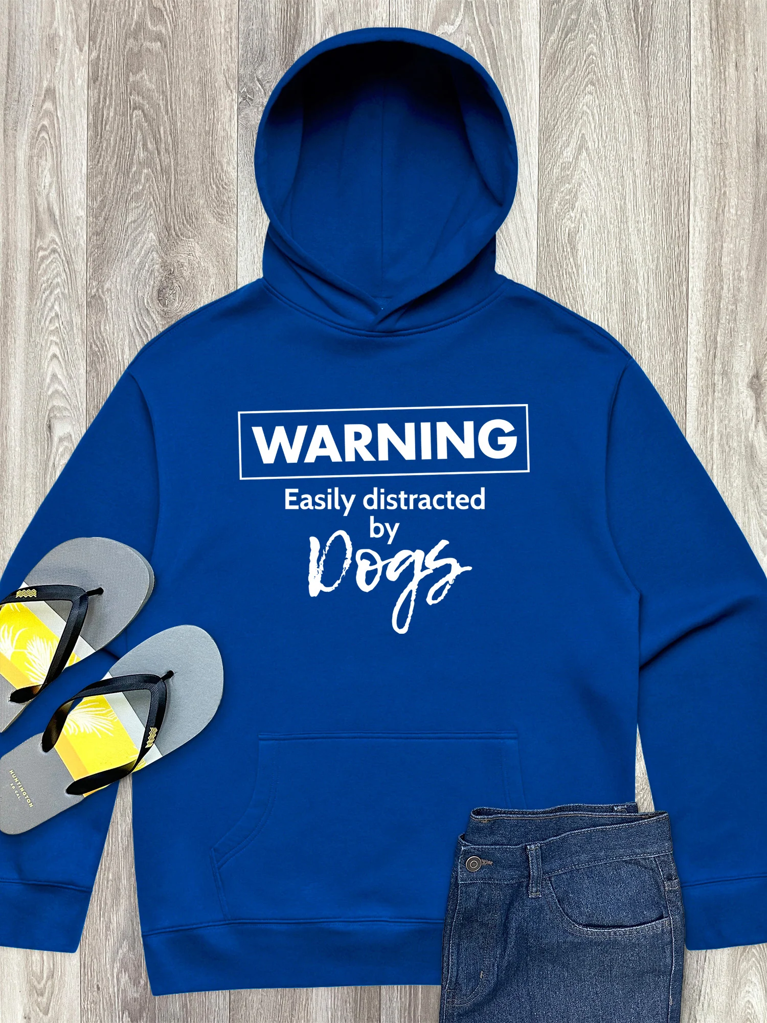 Warning. Easily Distracted By Dogs Men's Comfort Hood