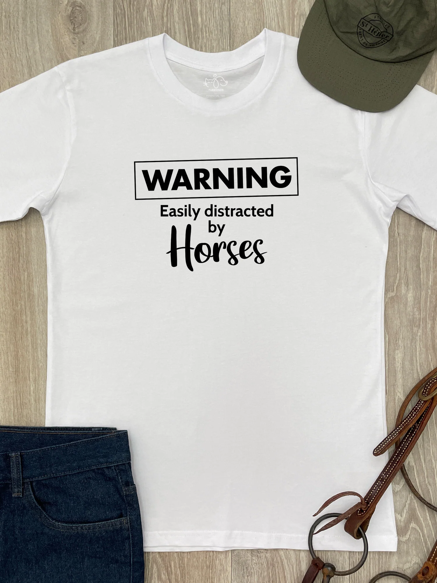 Warning. Easily Distracted By Horses Essential Unisex Tee - Image 2