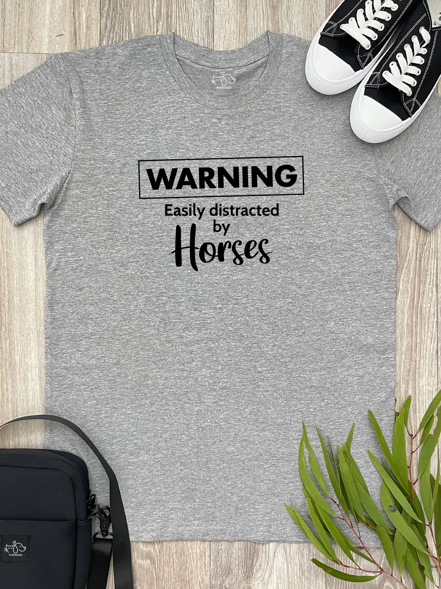 Warning. Easily Distracted By Horses Essential Unisex Tee - Image 3