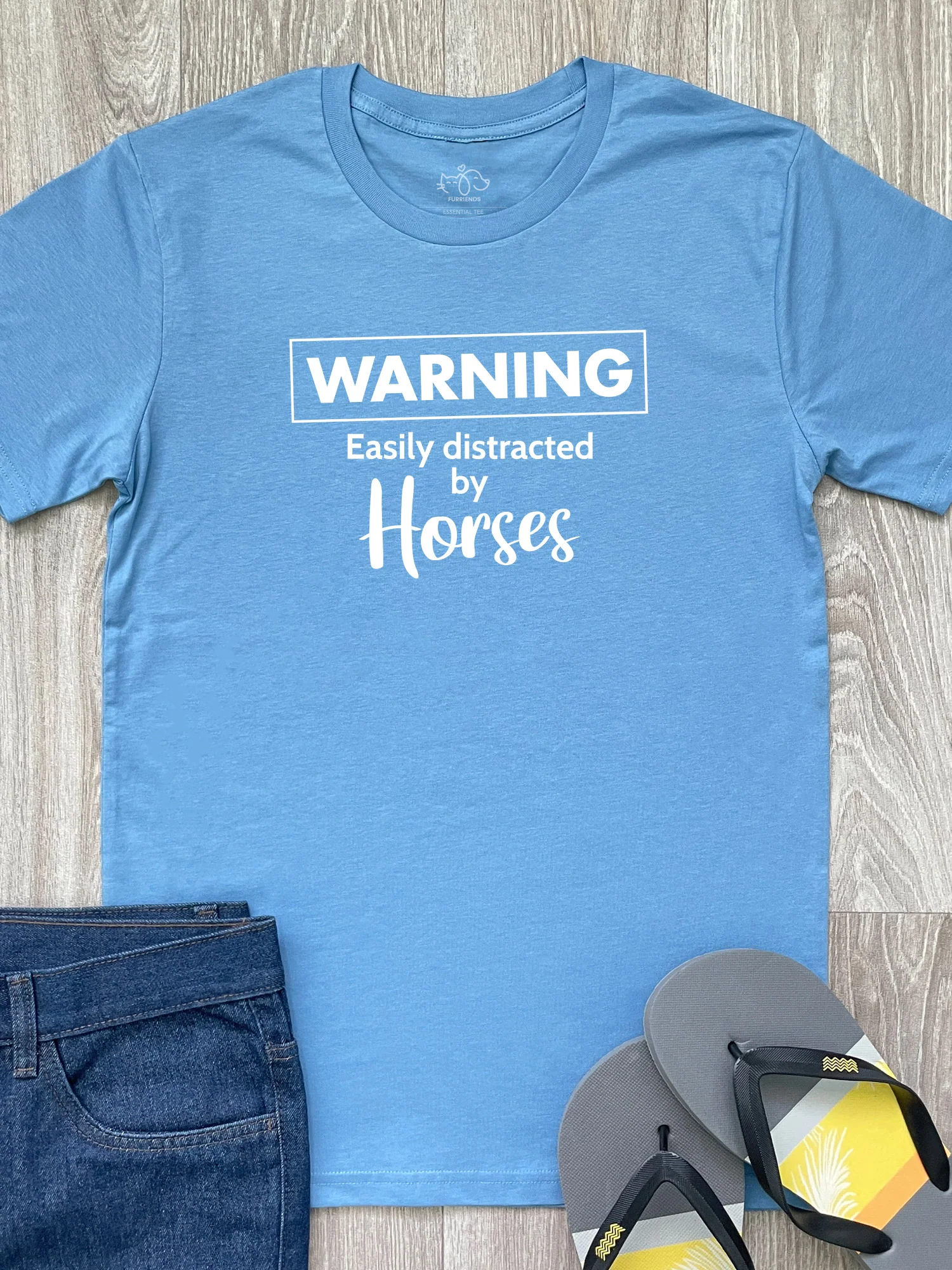 Warning. Easily Distracted By Horses Essential Unisex Tee - Image 4
