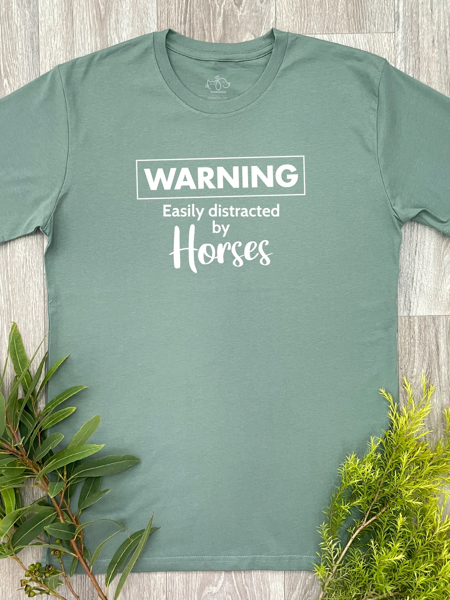 Warning. Easily Distracted By Horses Essential Unisex Tee - Image 5