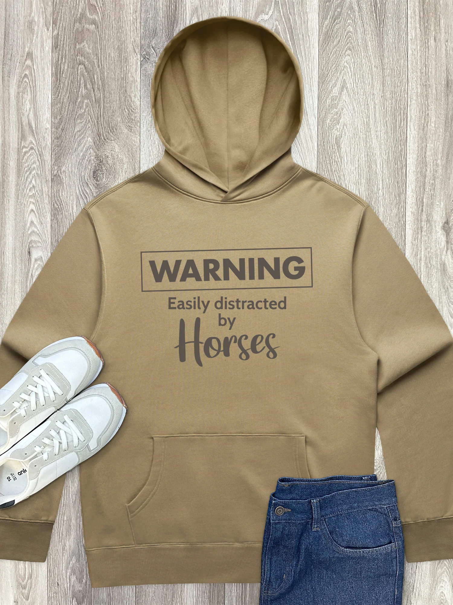 Warning. Easily Distracted By Horses Men's Comfort Hood - Image 4