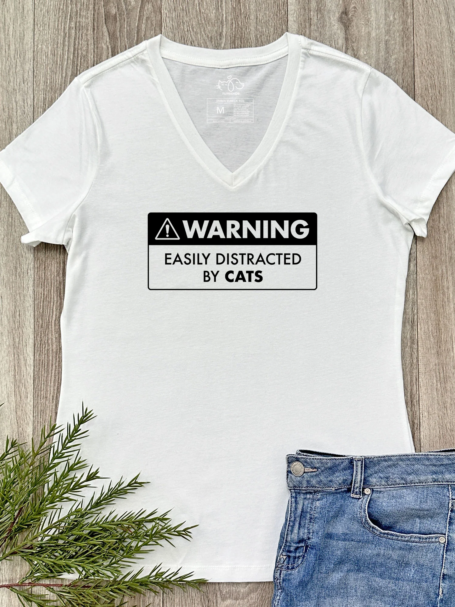 Warning Sign! Easily Distracted By... Customisable Emma V-Neck Tee - Image 3