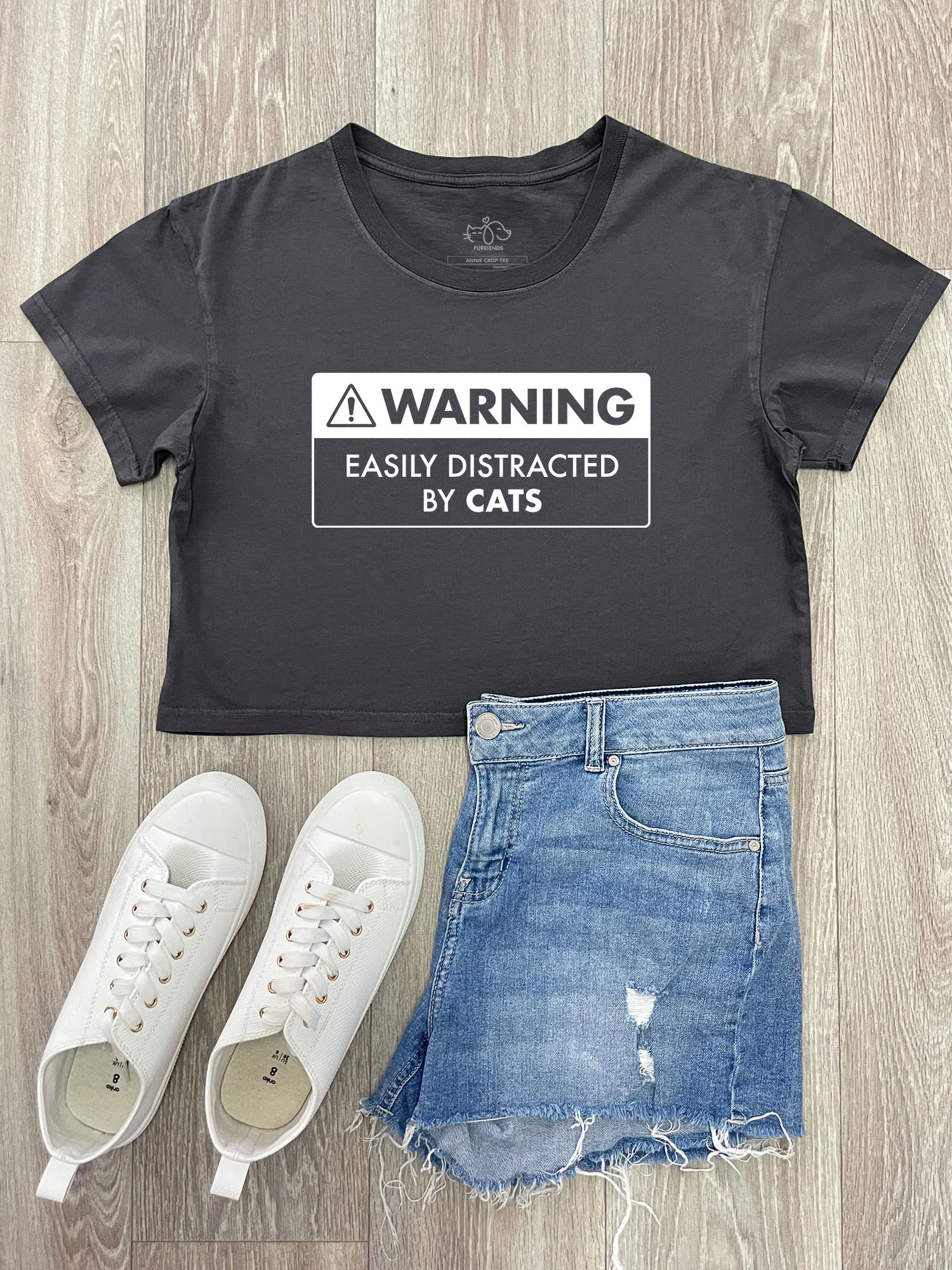 Warning Sign! Easily Distracted By... Customisable Annie Crop Tee - Image 2