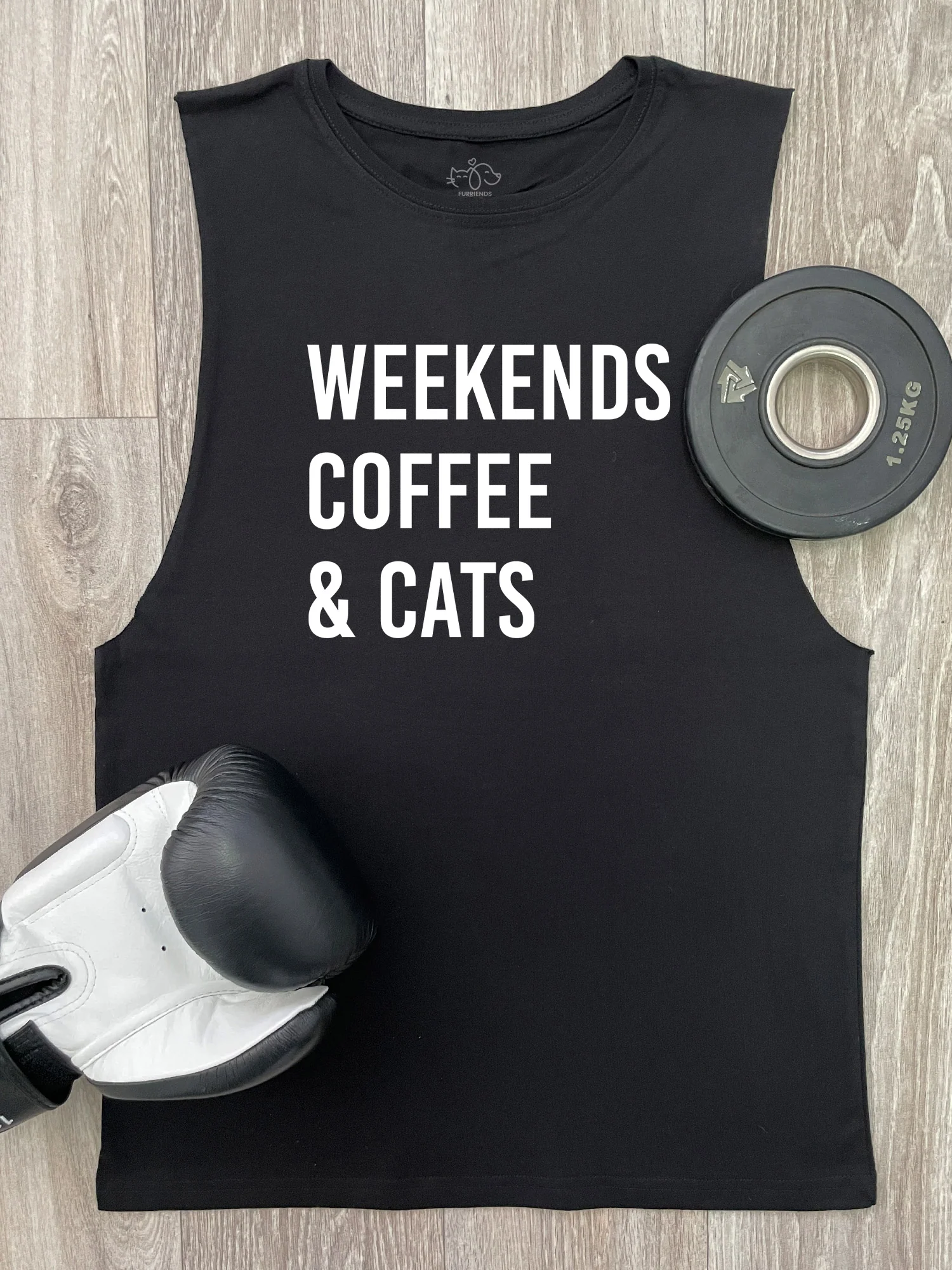 Weekends Coffee & Cats Axel Drop Armhole Muscle Tank