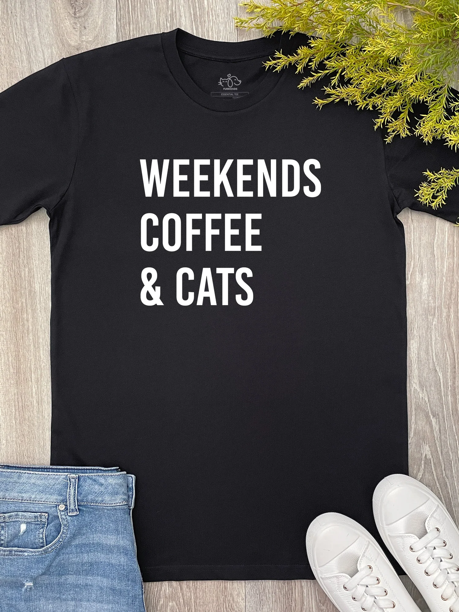 Weekends Coffee & Cats Essential Unisex Tee